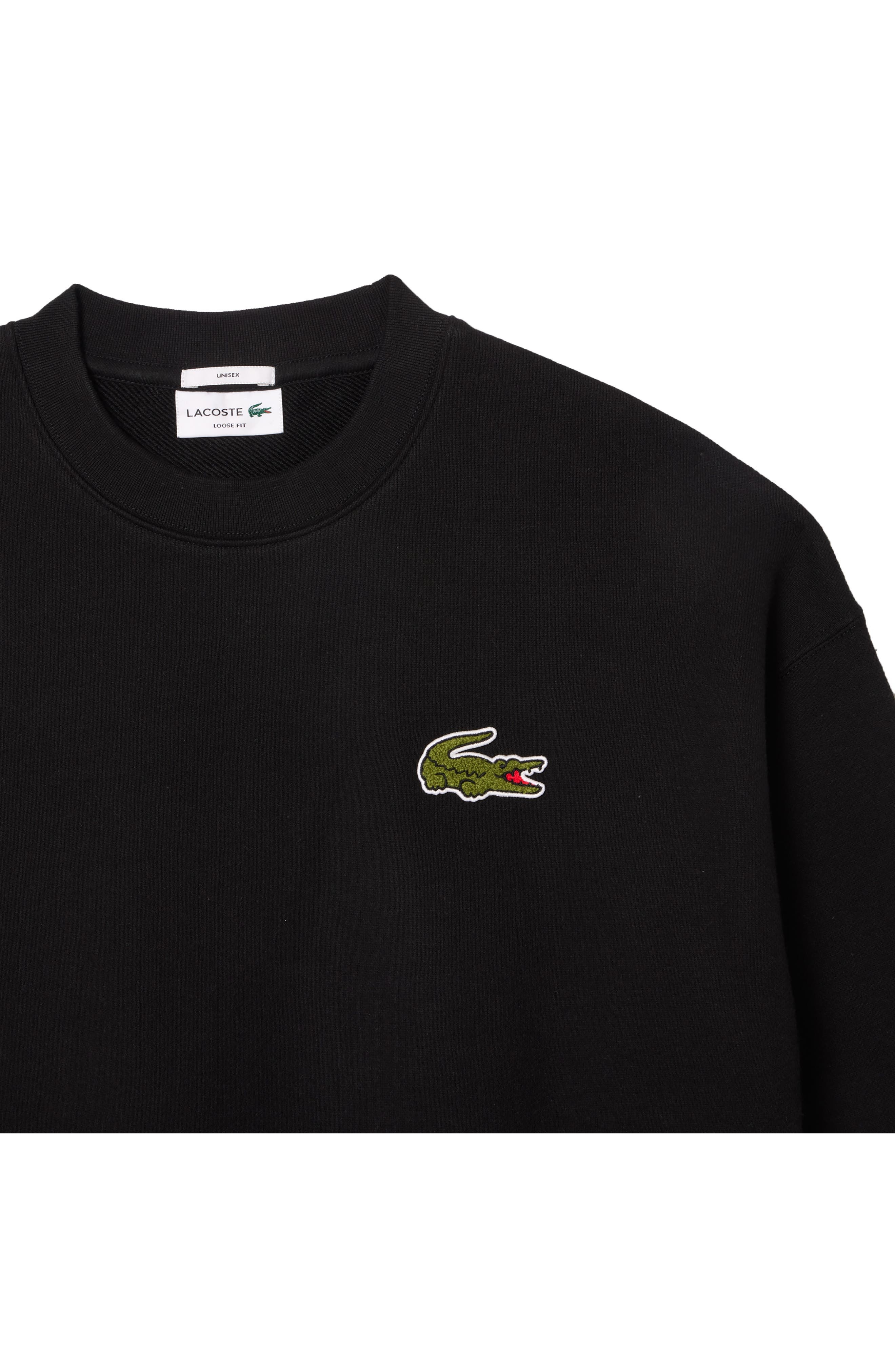 Lacoste Loose Fit Cotton French Terry Sweatshirt in Black at Nordstrom - 6