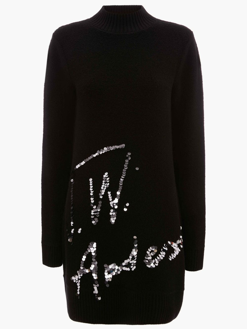LONG SLEEVE SEQUINS 로고 MINI DRESS 1