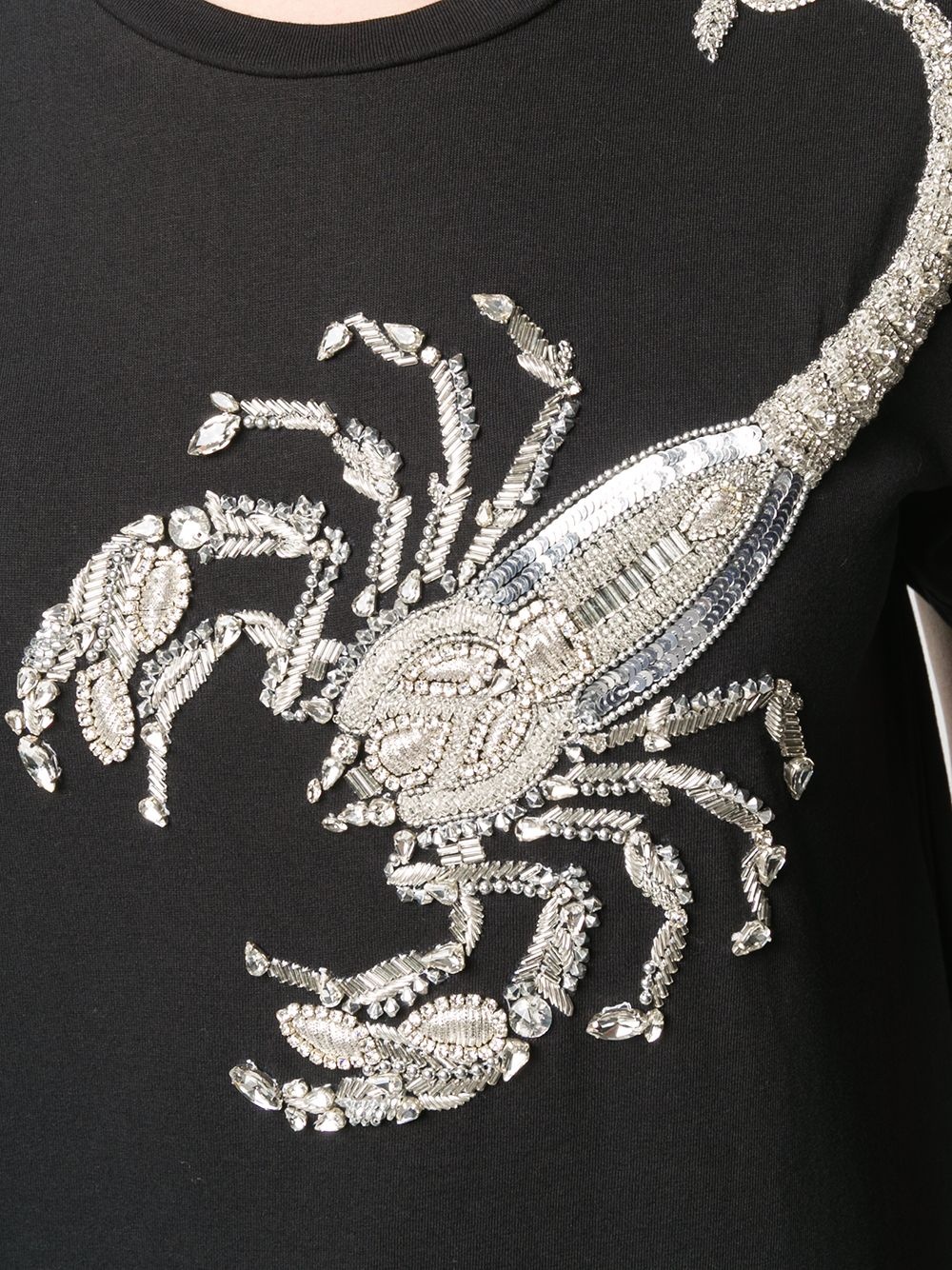 scorpion sequin embroidered T-shirt  - 5