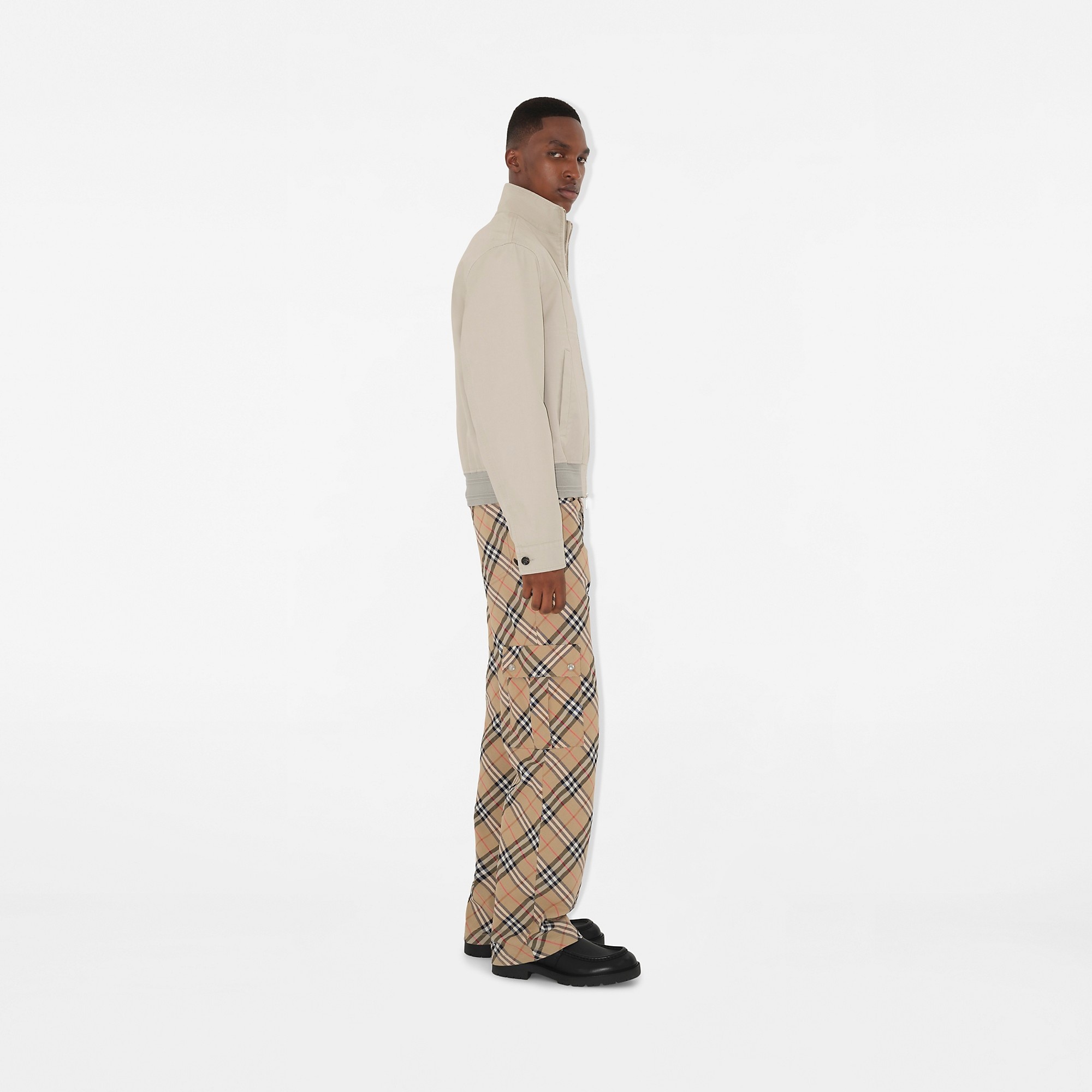 Check Stretch Linen Cotton Trousers - 3