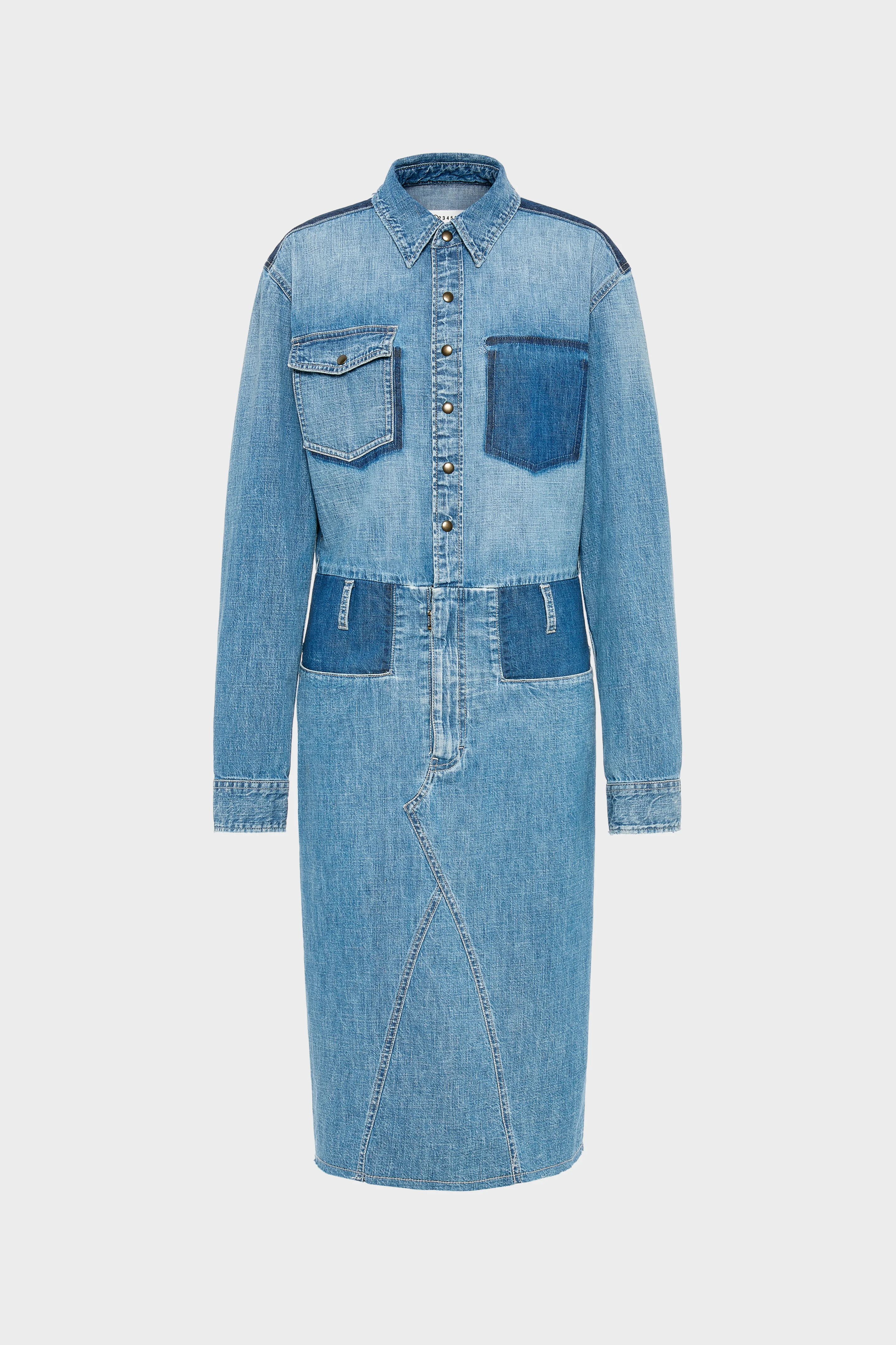 Denim Midi Shirt Dress - 1