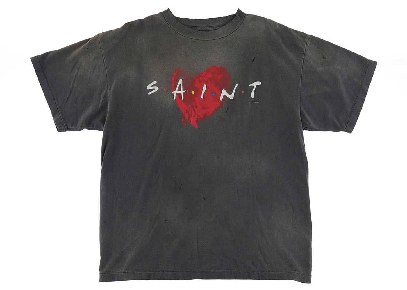 Saint Mxxxxxx Friends Heart T-Shirt Vintage Black - 1