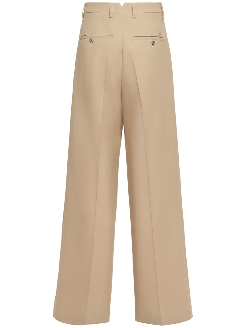 Wide wool gabardine pants - 4