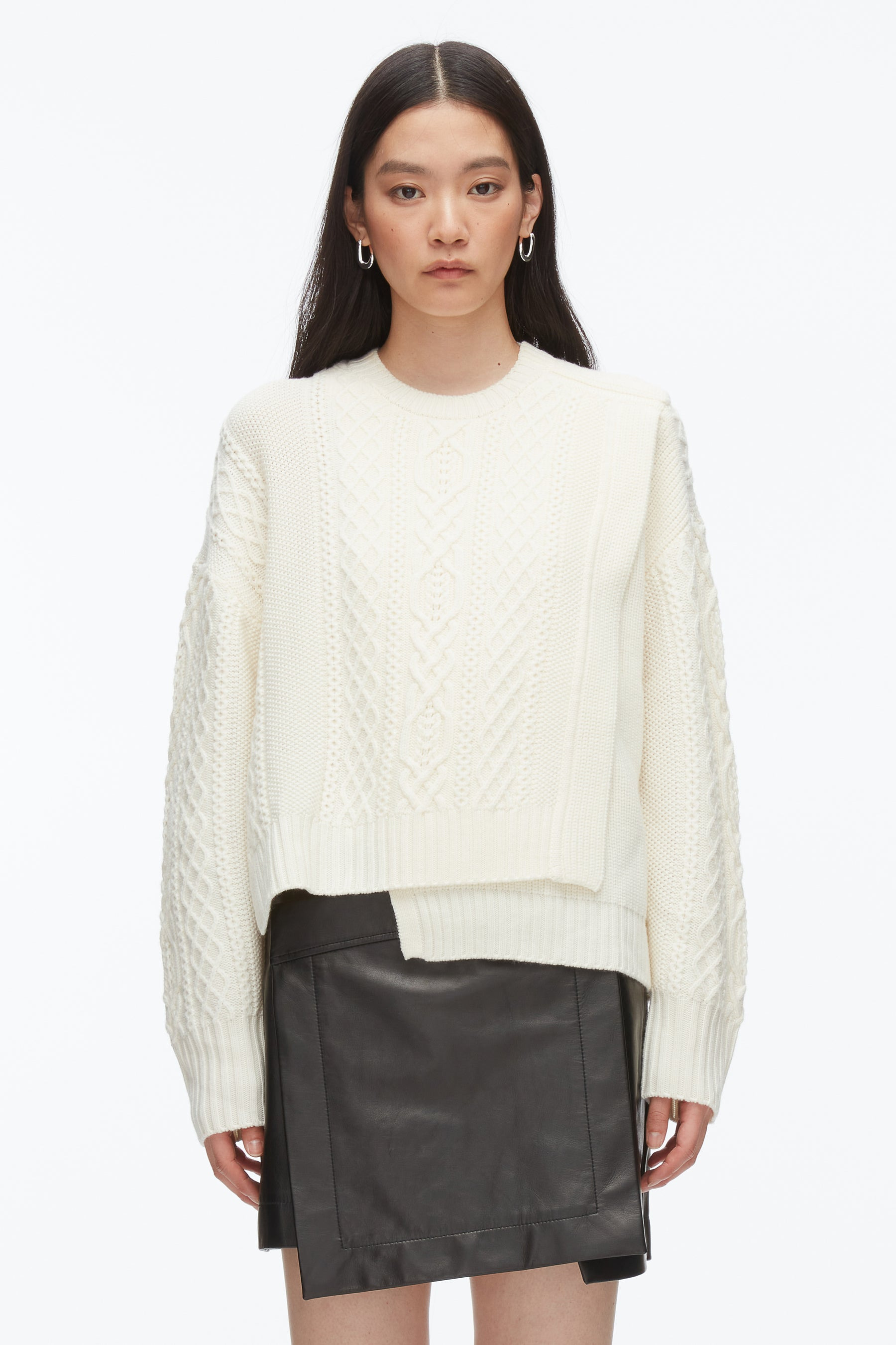 Cable Mix Double Layer Crewneck - 2