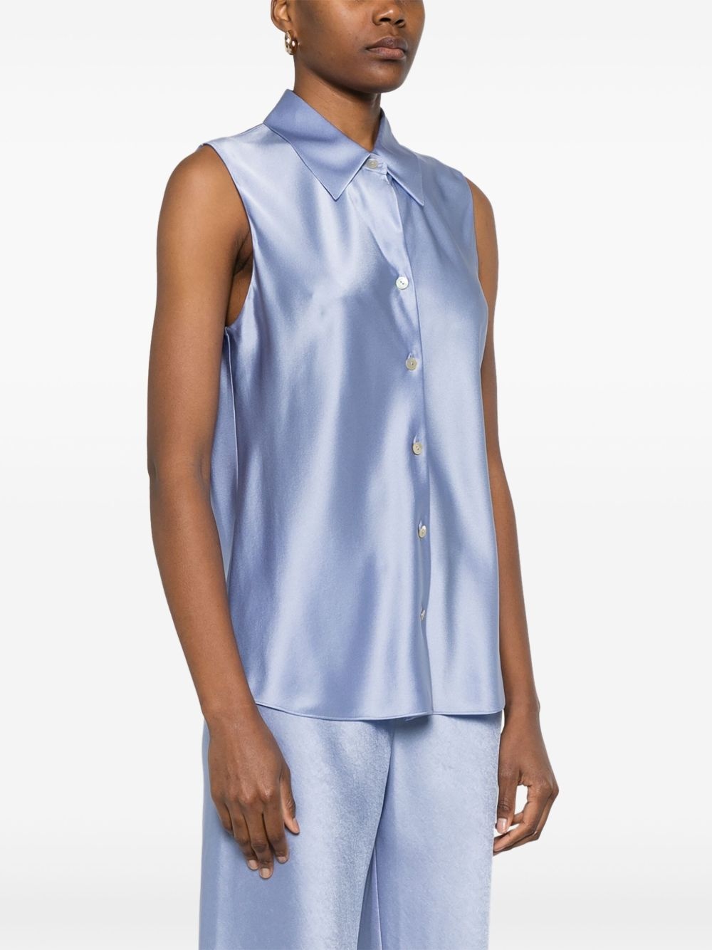 sleeveless silk shirt - 3