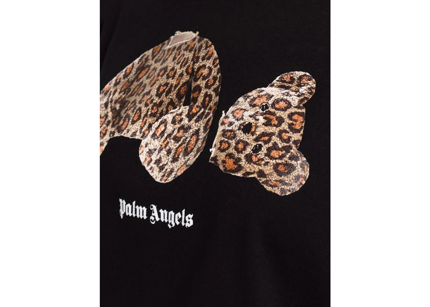Palm Angels Womens Leopard Bear Cropped T-Shirt Black/Brown - 2