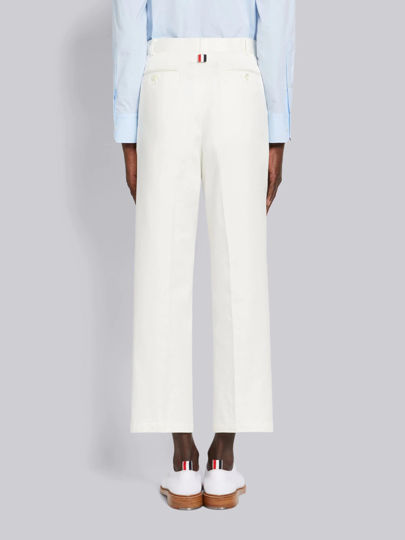 White Satin Stitch Floral Applique Knee Patch Unconstructed Belt Loop Trouser 3