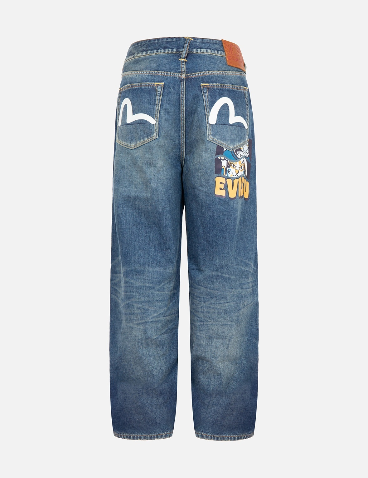 FORTUNE CAT AND DARUMA PRINT RELAX-FIT JEANS - 2