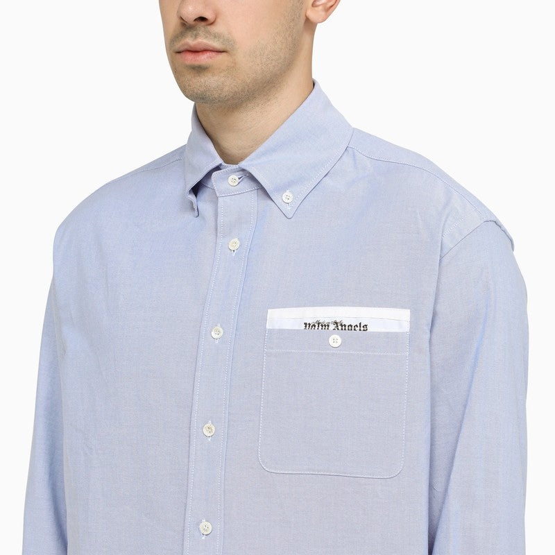 Palm Angels Blue Cotton Button-Down Shirt - 4