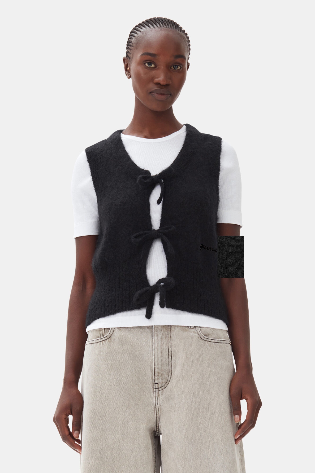 BLACK TIE STRING VEST - 2