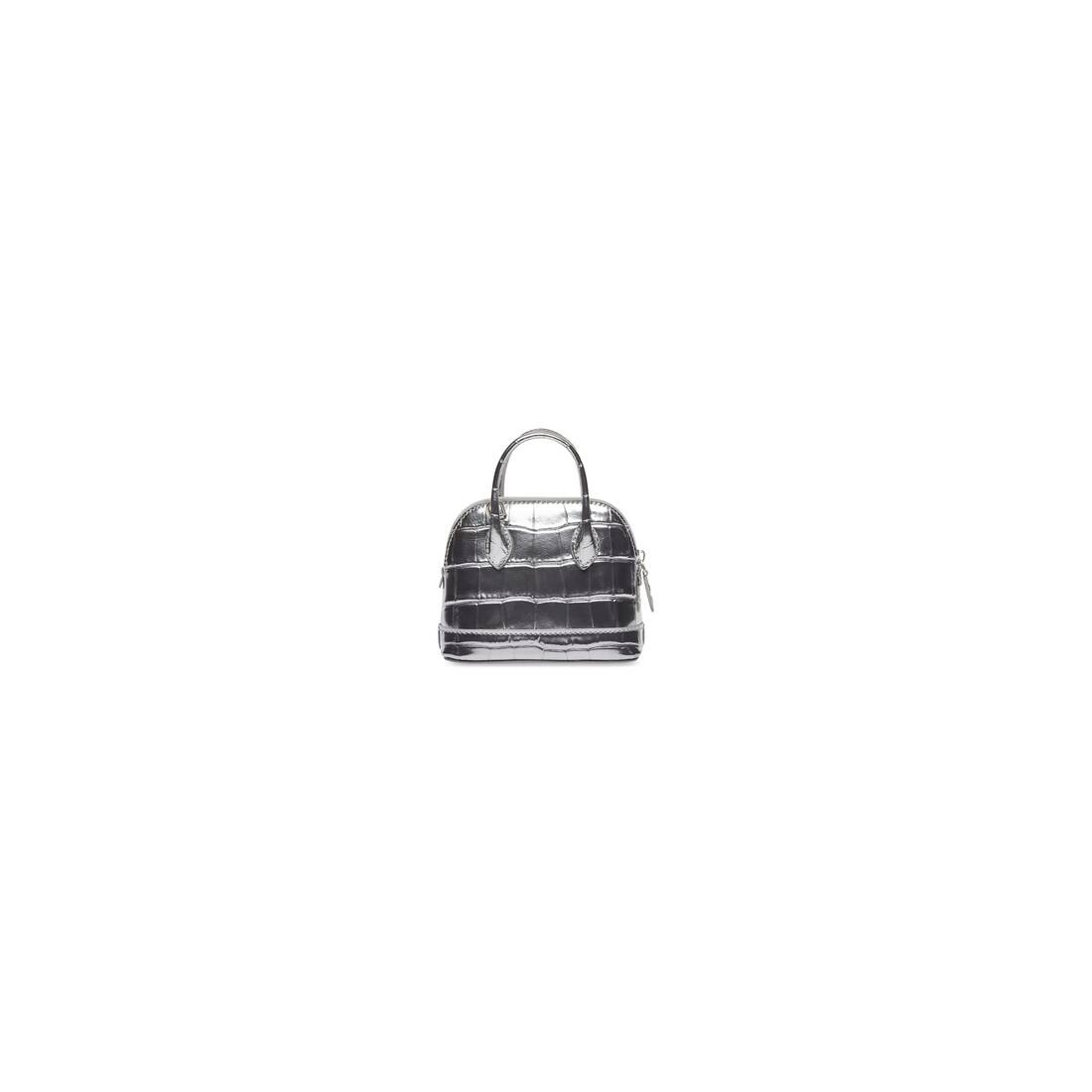 Women's Ville Mini Handbag Metallized Crocodile Embossed in Silver - 3