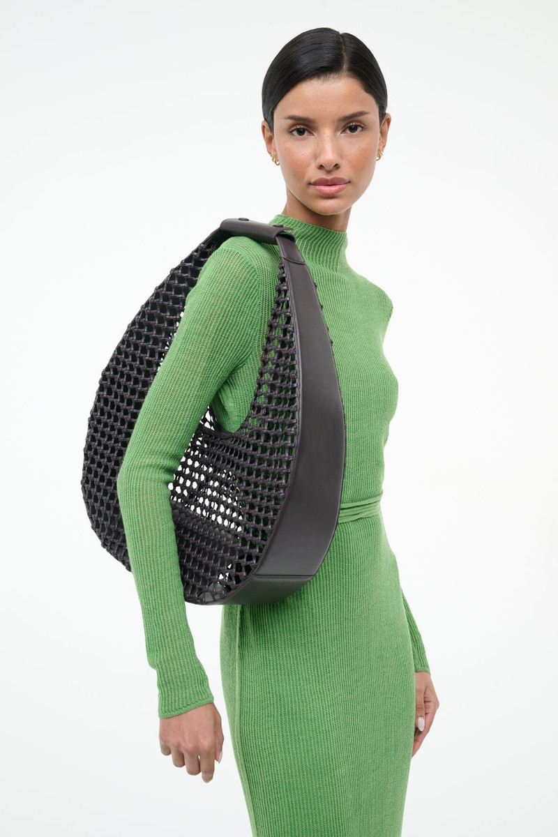 STAUD STAUD LARGE MOON HAND-KNOTTED BAG ESPRESSO outlook