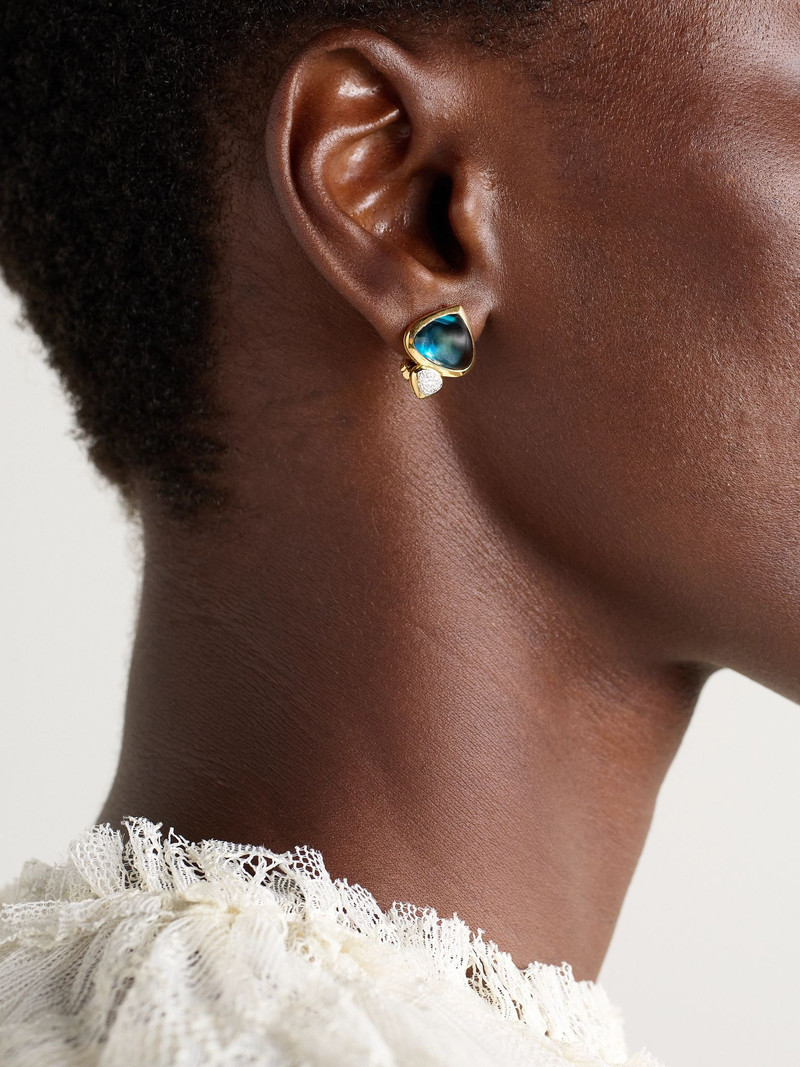 Marina B Trisolina 18-karat gold, topaz and diamond earrings Blue outlook