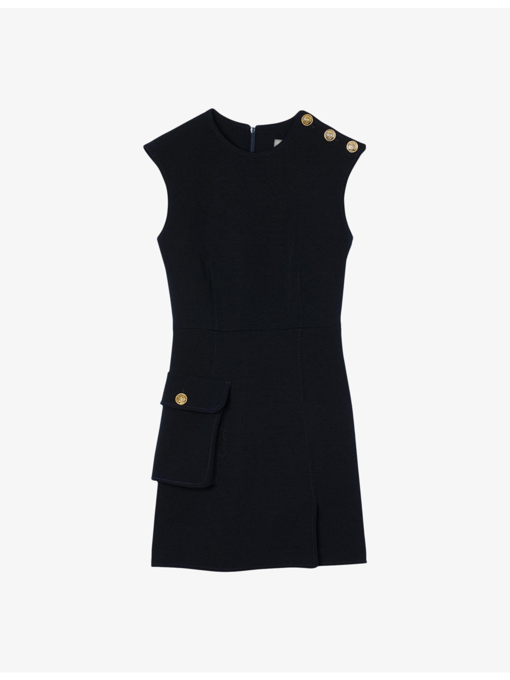 Extra large-pocket buttoned stretch-crepe mini dress - 1