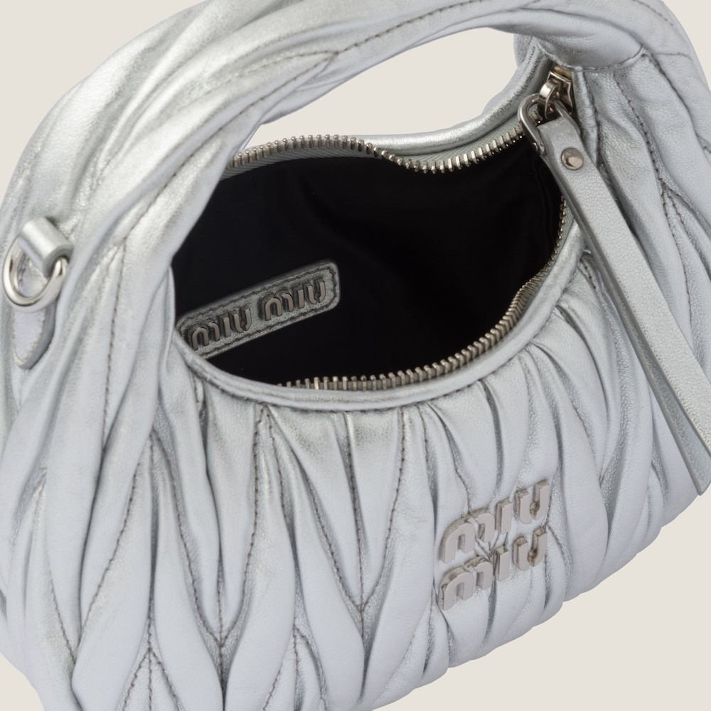 Miu Miu Miu Wander Matelassé Nappa Leather Hobo Bag, Women, White in 2023