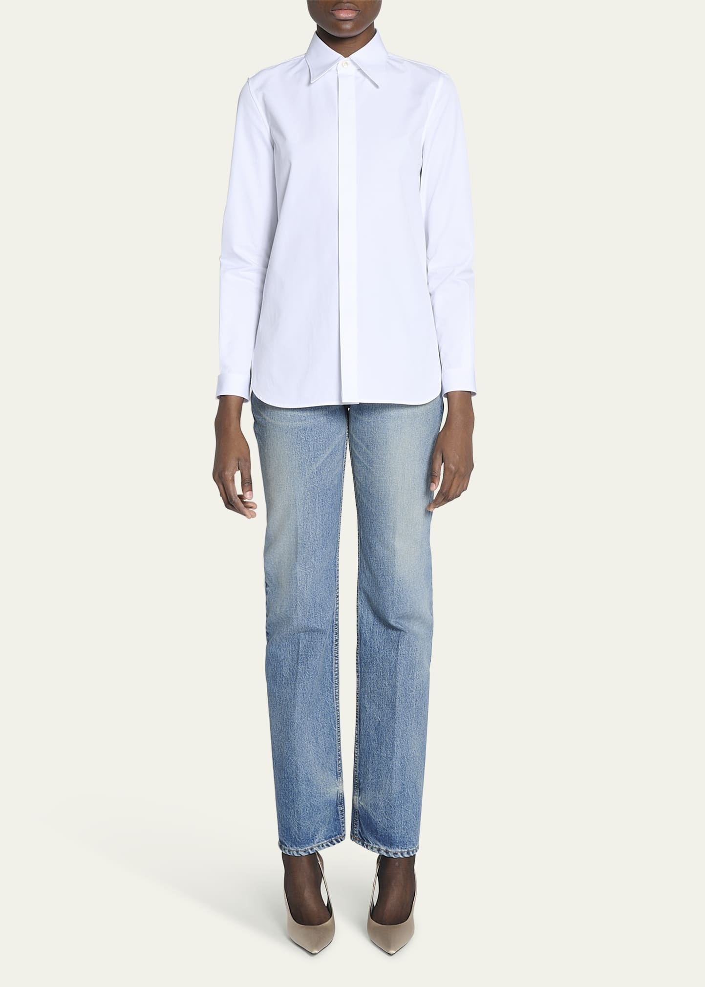 Cotton Button-Front Blouse - 2
