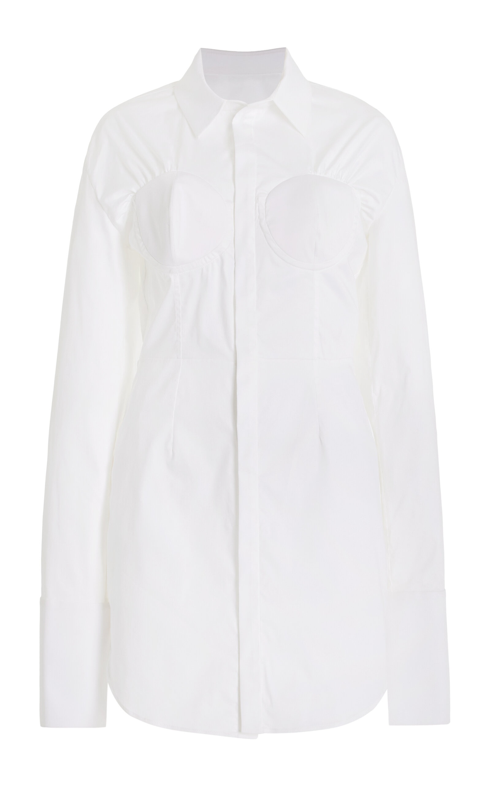 Cup-Detailed Cotton Shirt white - 1