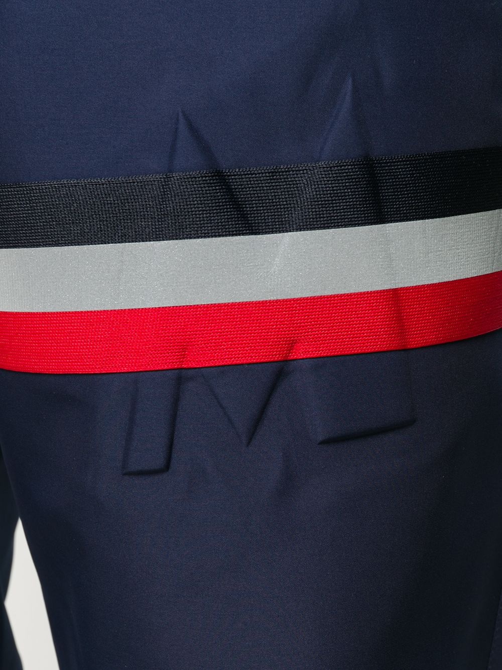 debossed logo navy trousers - 5