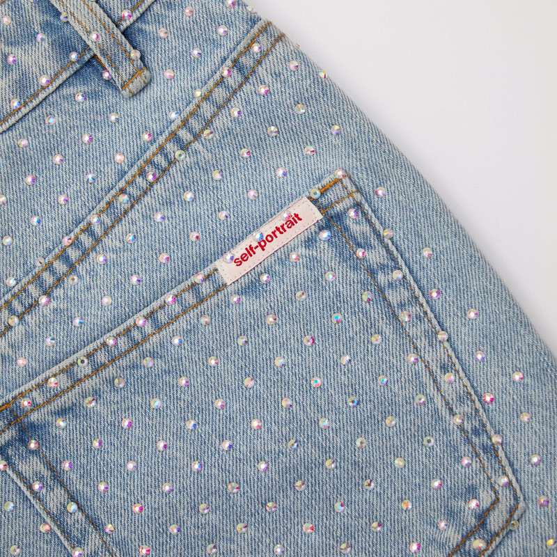 Rhinestone Denim Regular Shorts 5