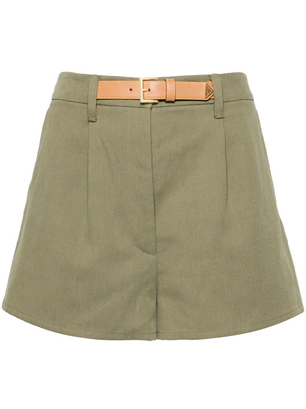 belted cotton-blend shorts - 1