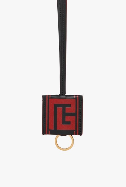 Bicolor red and black leather Chinese New Year key chain necklace - 2