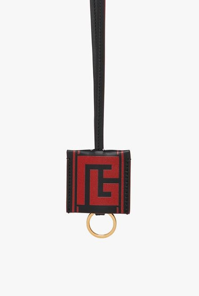 Balmain Bicolor red and black leather Chinese New Year key chain necklace outlook