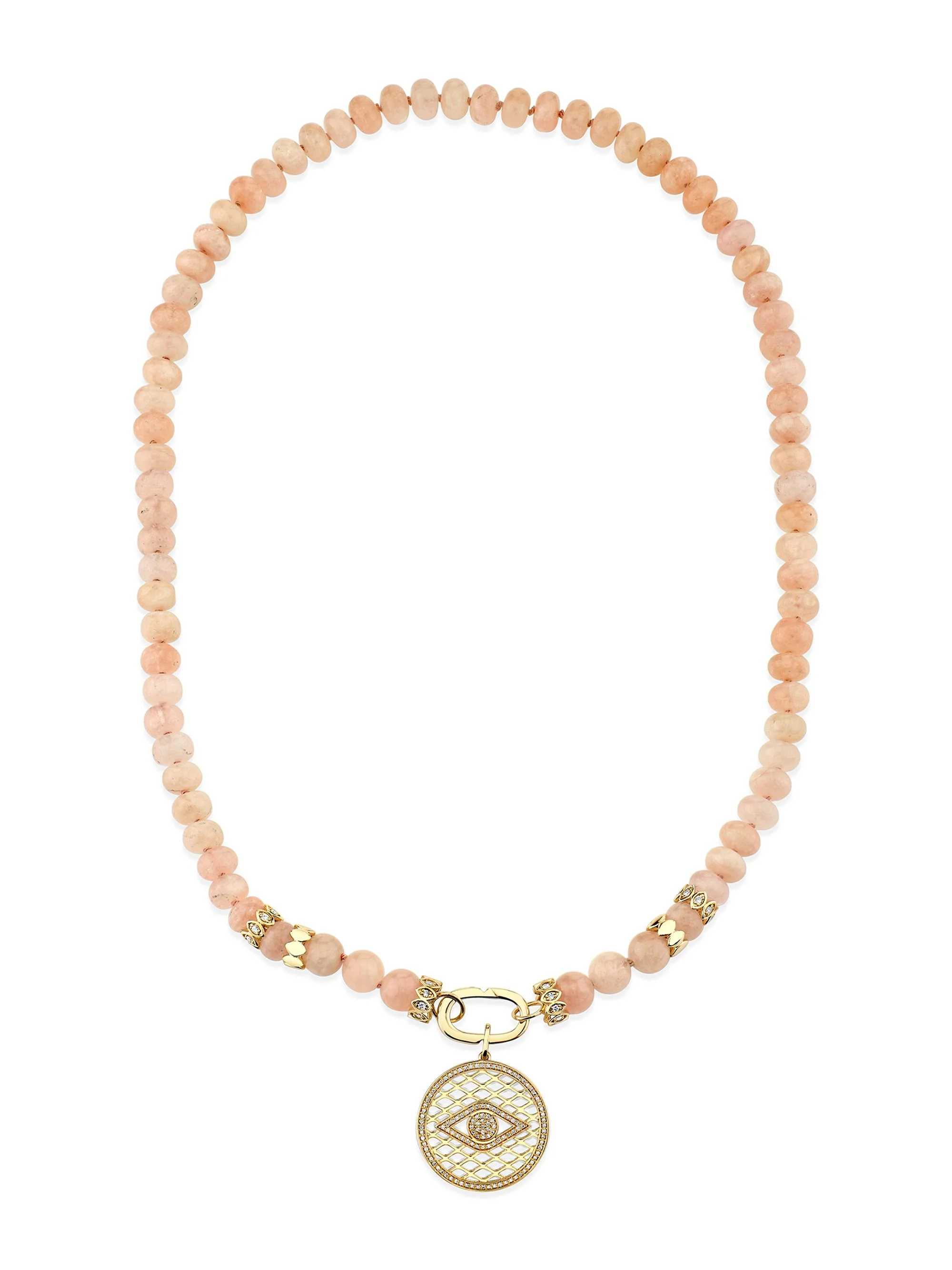 Women's 14K Yellow Gold, Morganite & 0.26 TCW Diamond Fishnet Pendant Necklace - Yellow Gold - 1