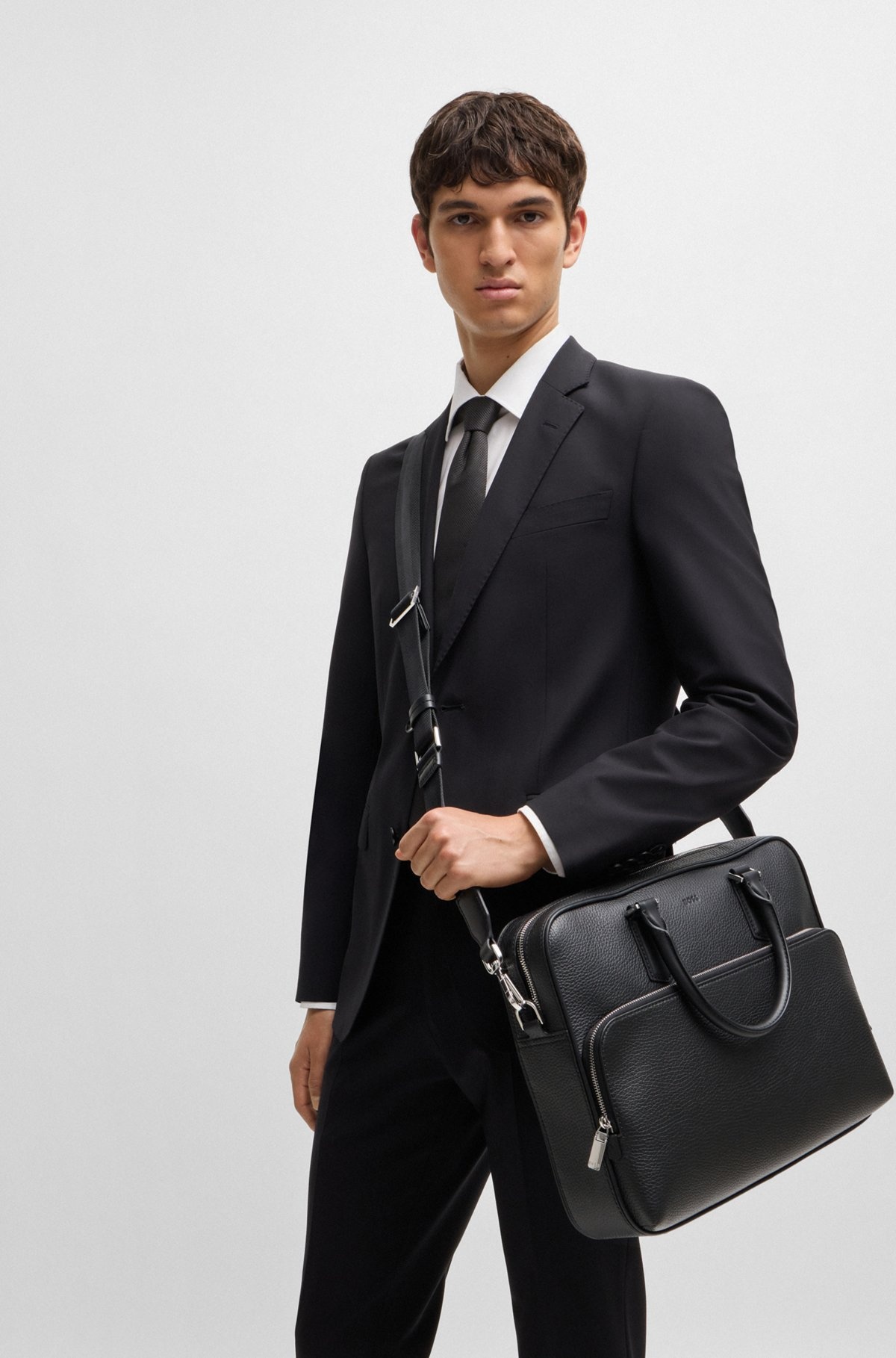 GRAINED ITALIAN-LEATHER DOCUMENT CASE WITH EMBOSSED LOGO - 4