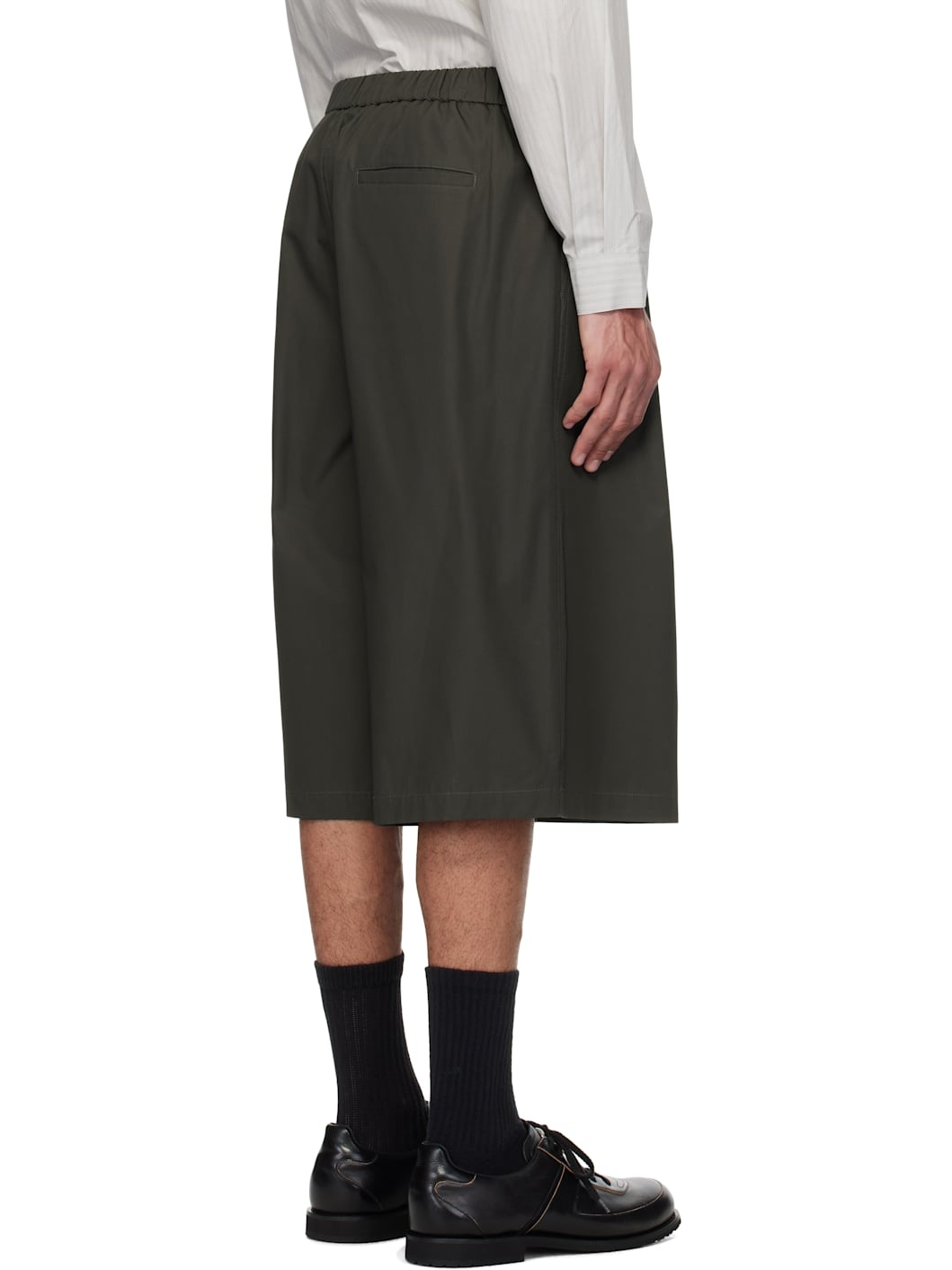 Brown Two Tuck Wide Shorts - 3