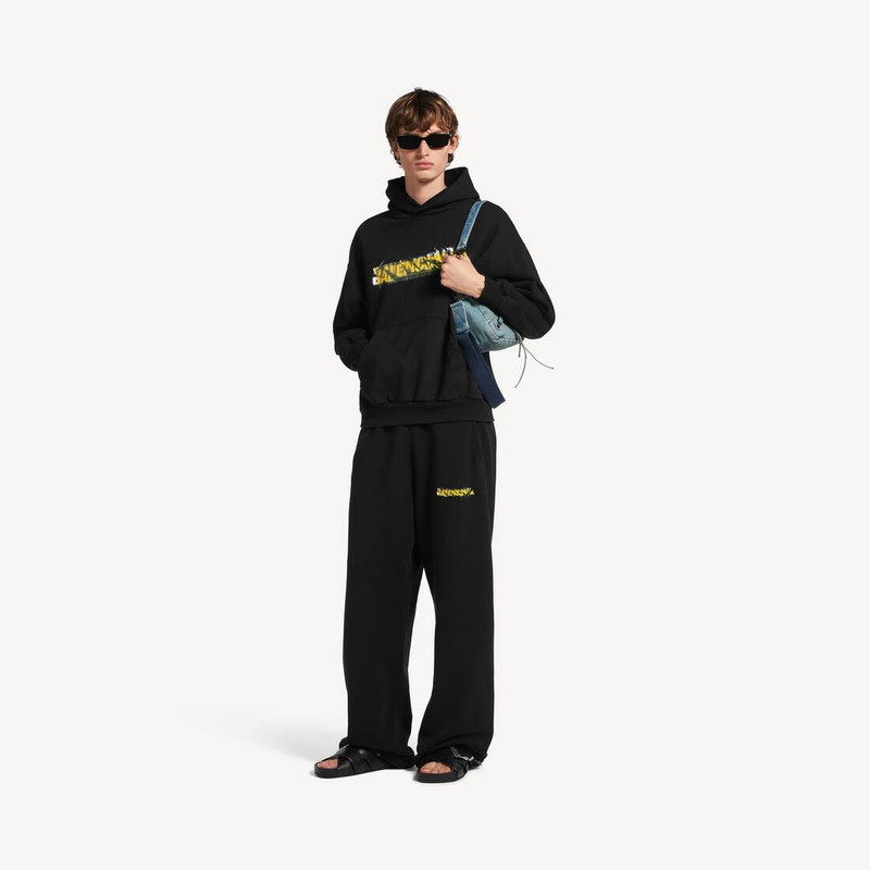 BALENCIAGA Men's Messy Spray Baggy Sweatpants in Black outlook