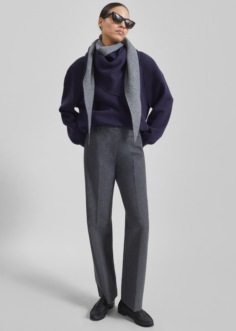 Avize Wool Straight Trousers - Dark Grey - 1