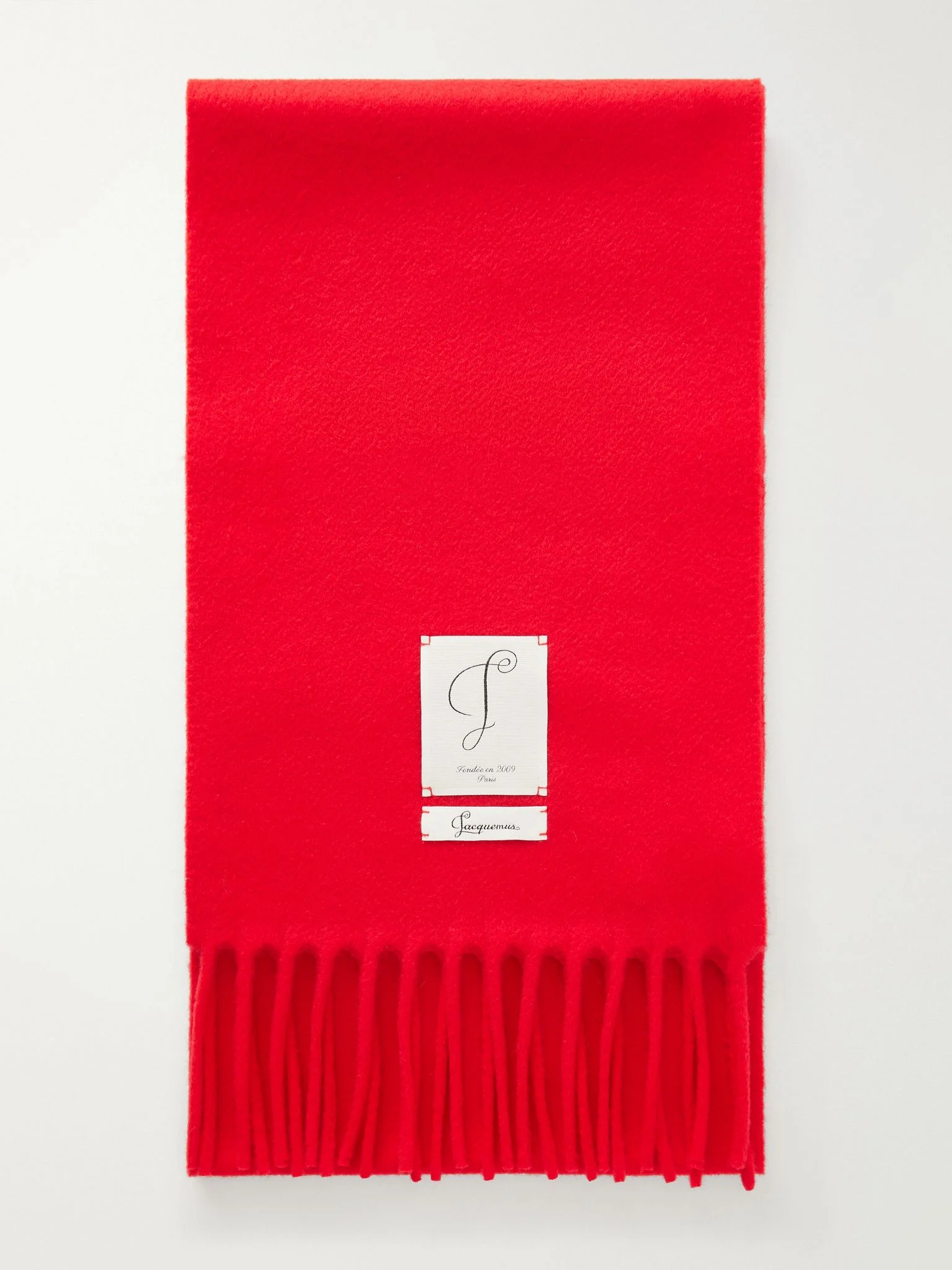 Cavallo Logo-Appliquéd Fringed Virgin Wool-Felt Scarf Red - 1