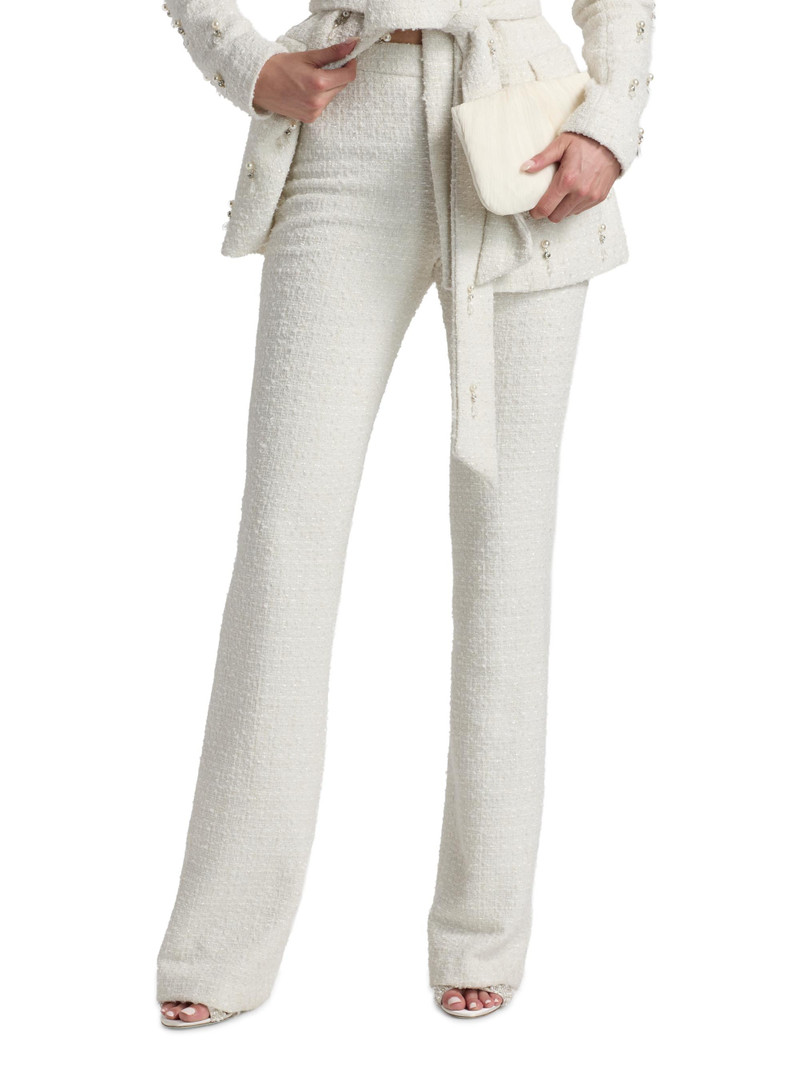 Women's Bouclé Tailored Flare Pants - Ivory 3