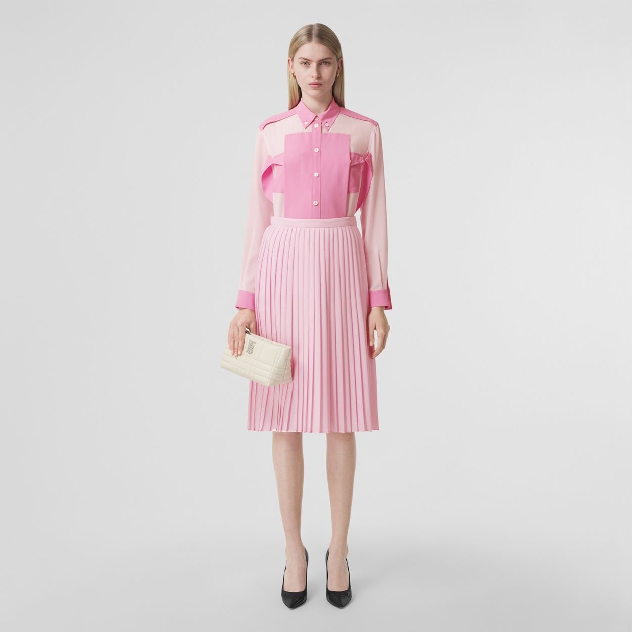 Panelled Silk Crepe de Chine Shirt - 2