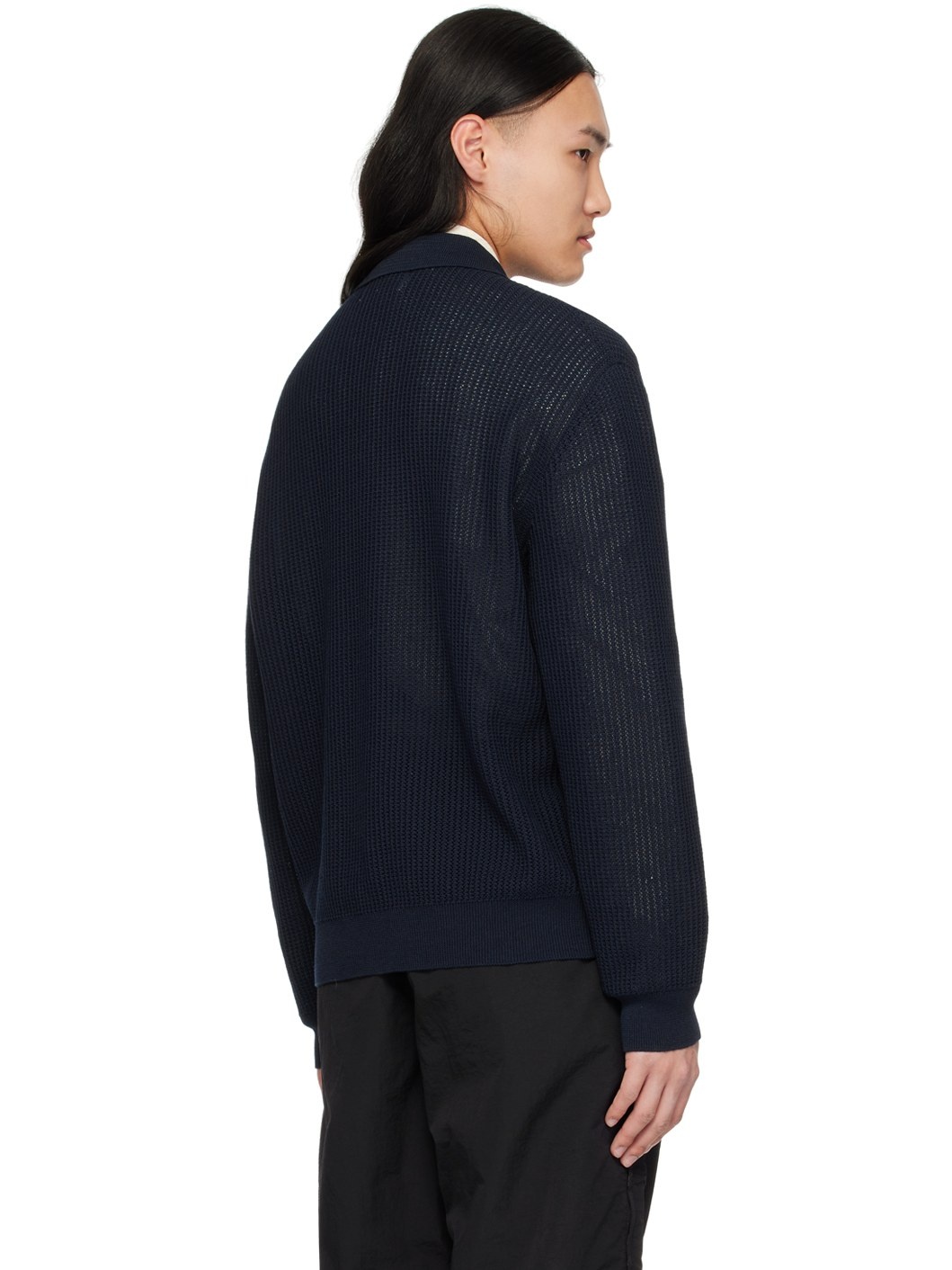 Navy Spread Collar Cardigan - 3