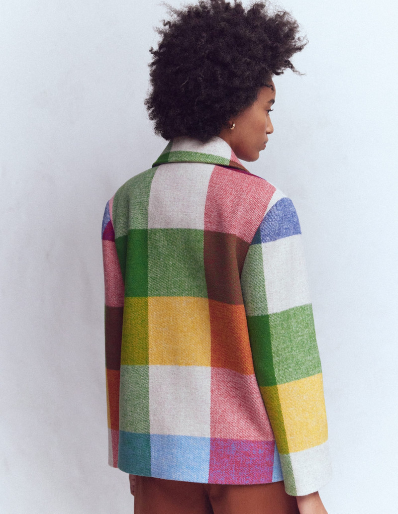 Revere Collar Wool Coat-Giant Multigingham 4
