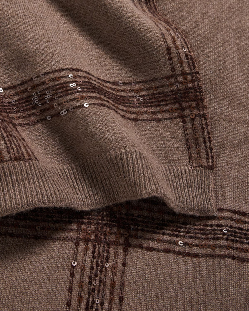 Brunello Cucinelli Sequined Check Wool Cashmere Scarf outlook