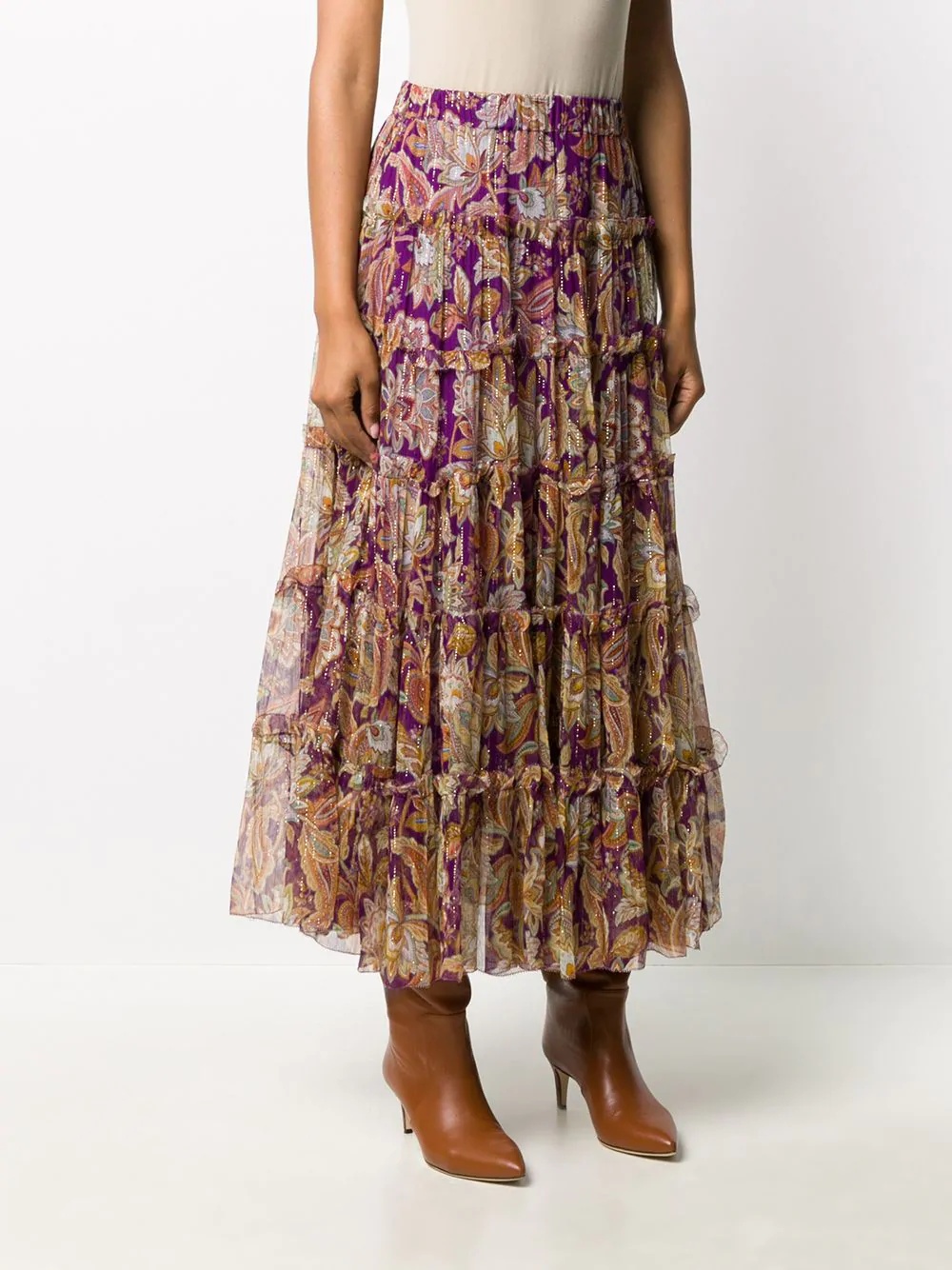 Ladybeetle floral-print tiered skirt - 3