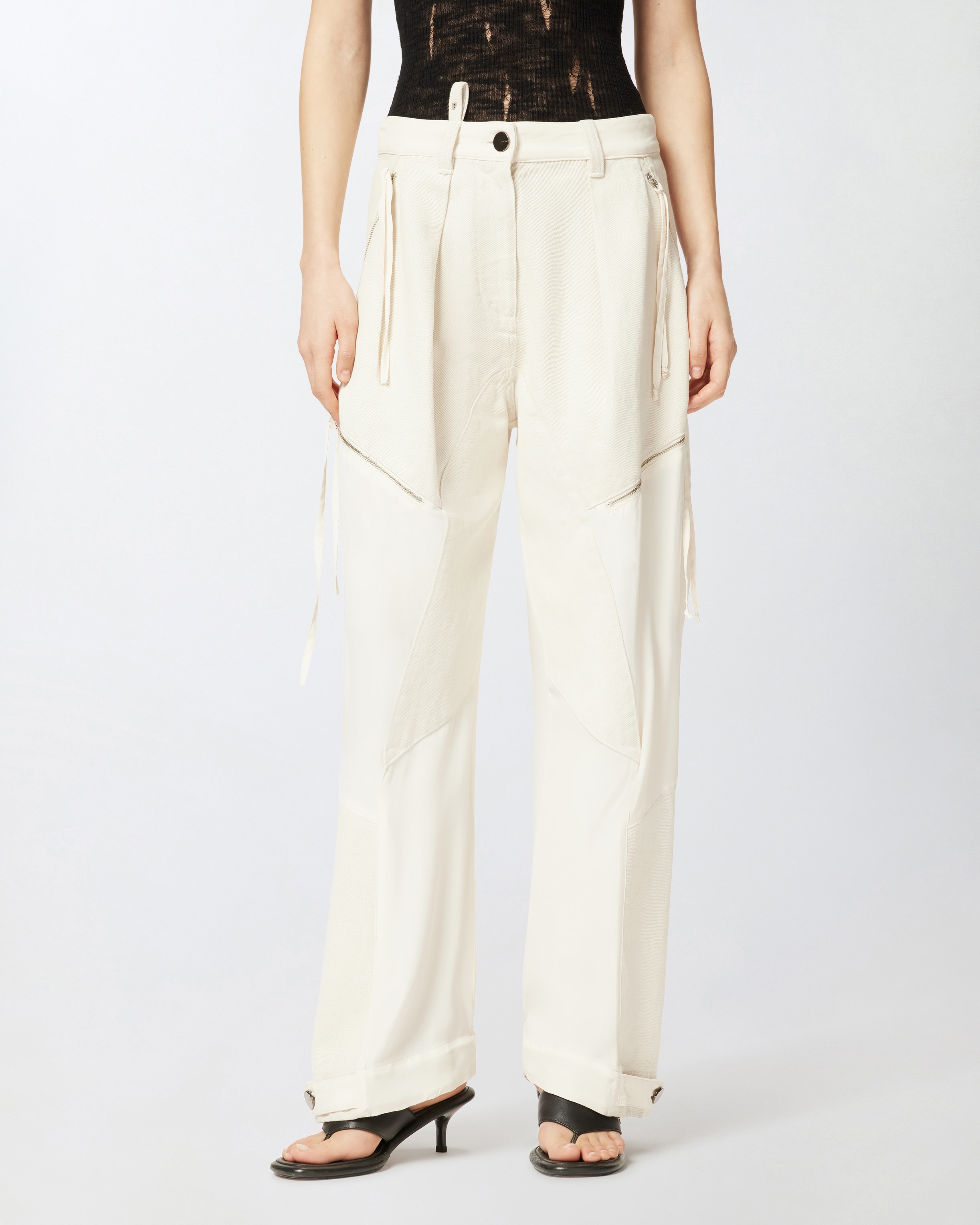 P-PANTS LINEN BLEND TROUSERS WITH ZIP - 3
