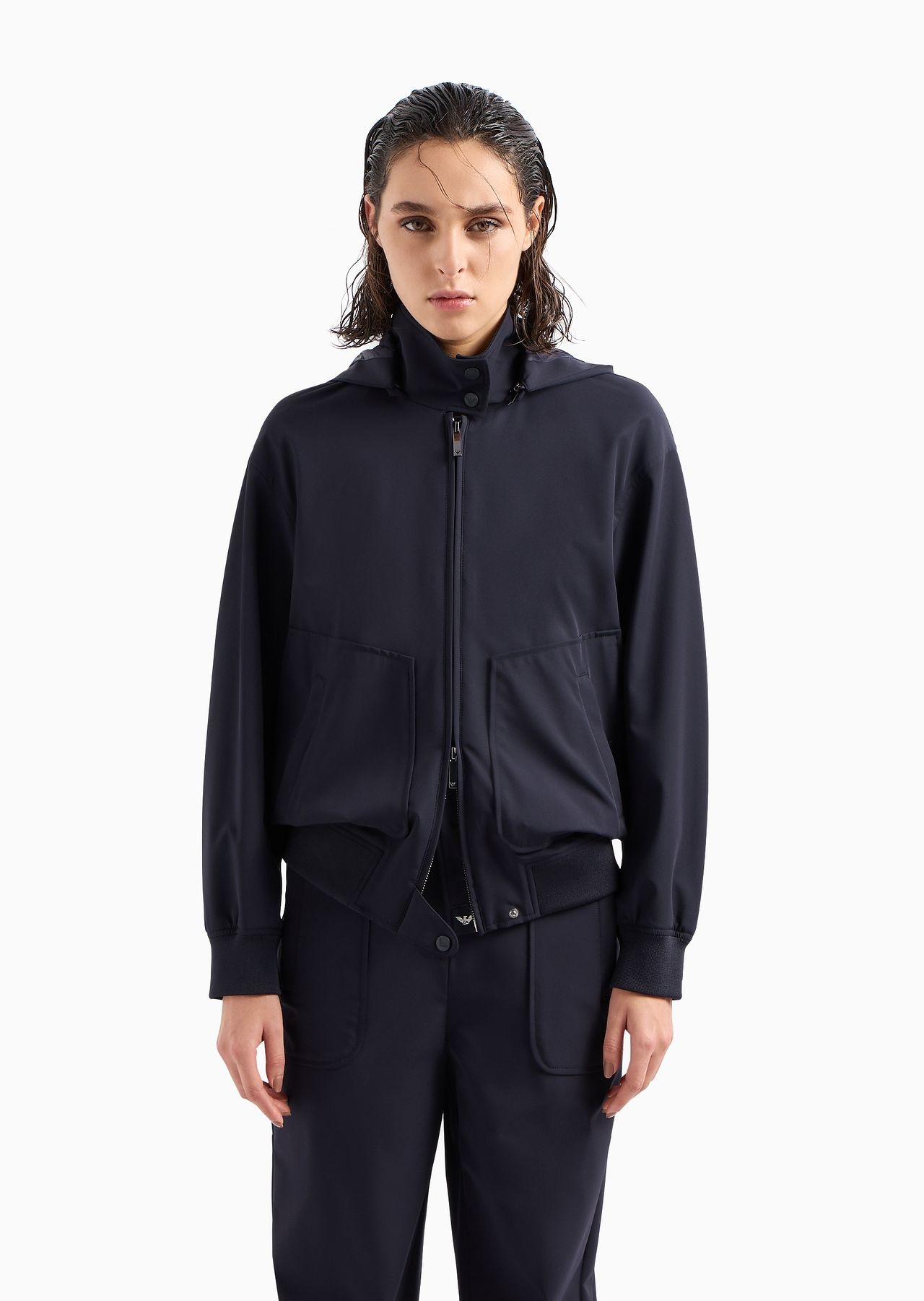 Two-way stretch technical fabric hooded blouson - 2