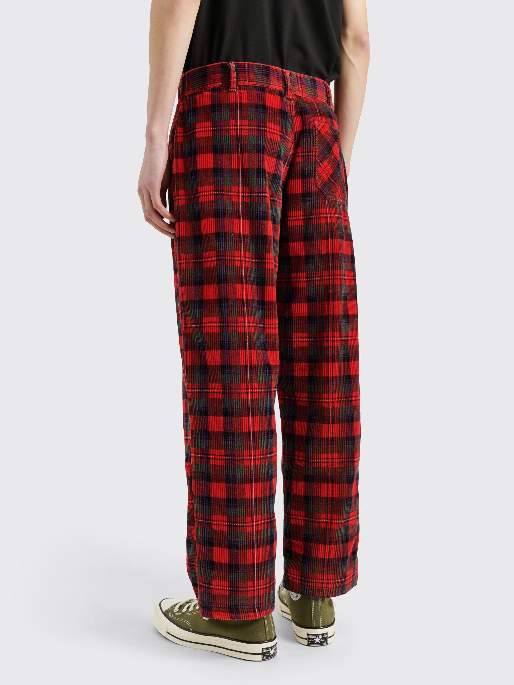 ERL PLAID CORDUROY PANTS RED - 3