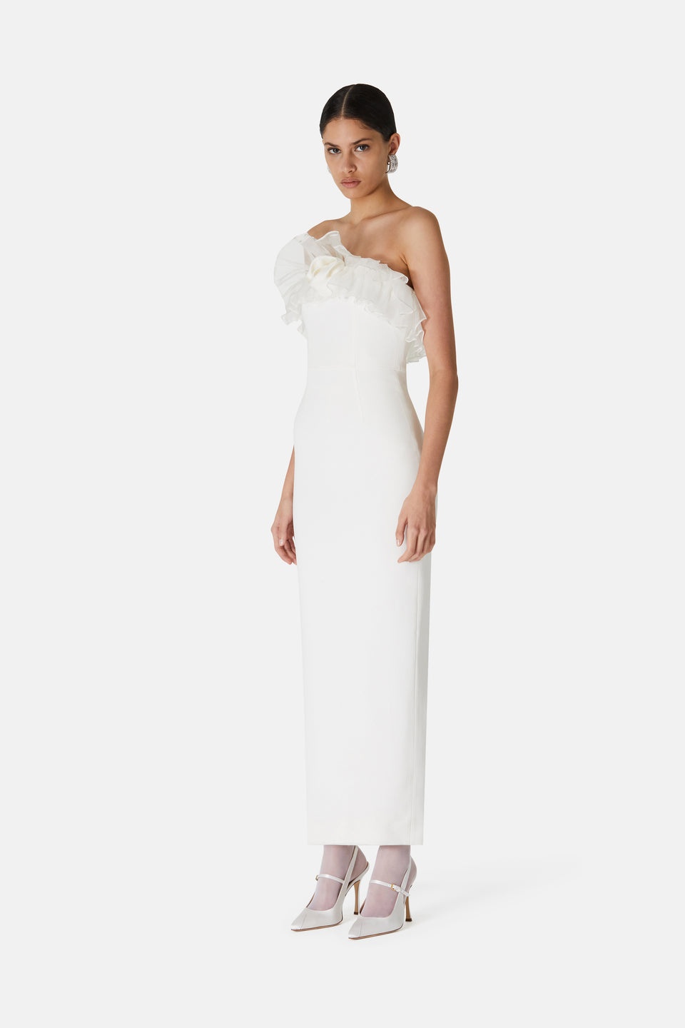 CADY BUSTIER DRESS WITH ORGANZA RUFFLE DETAILS - 4