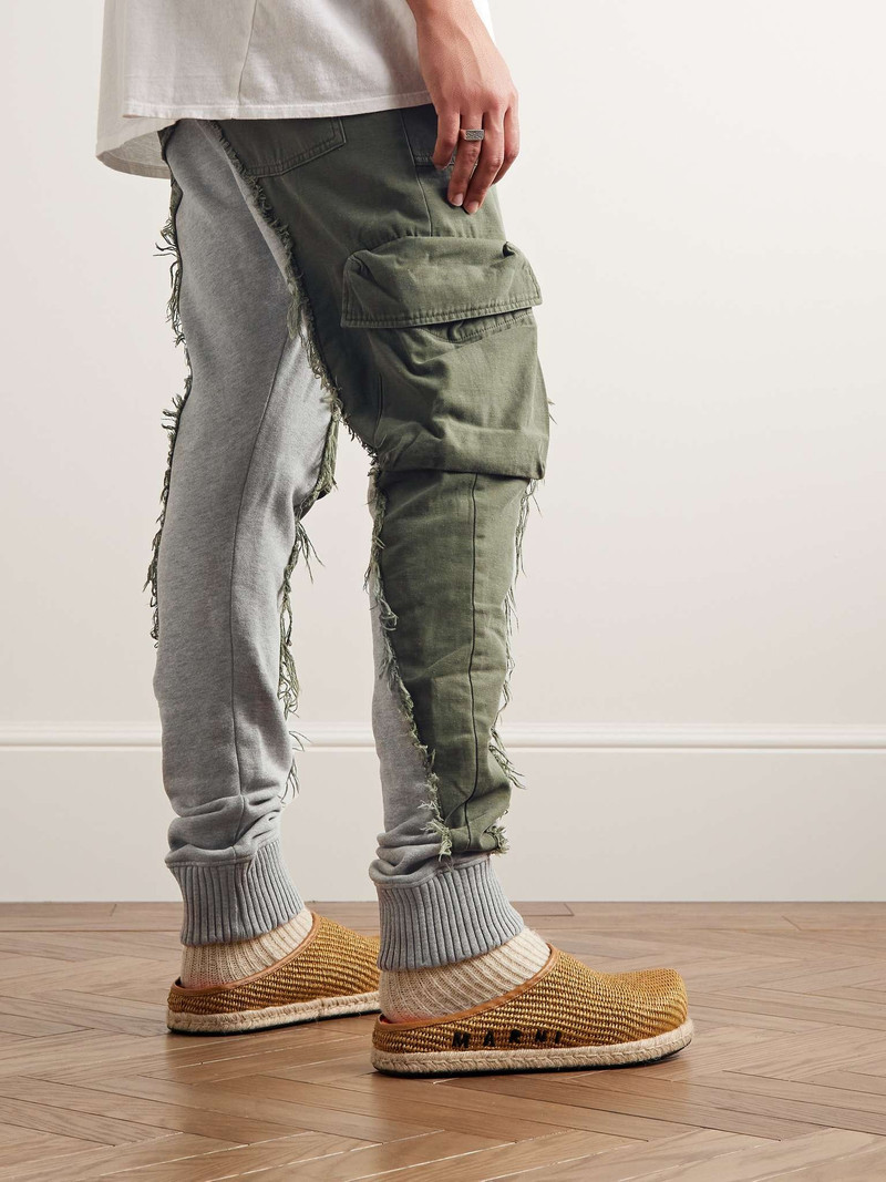 Baker 50/50 Tapered Jersey-Trimmed Frayed Cotton Sweatpants 4