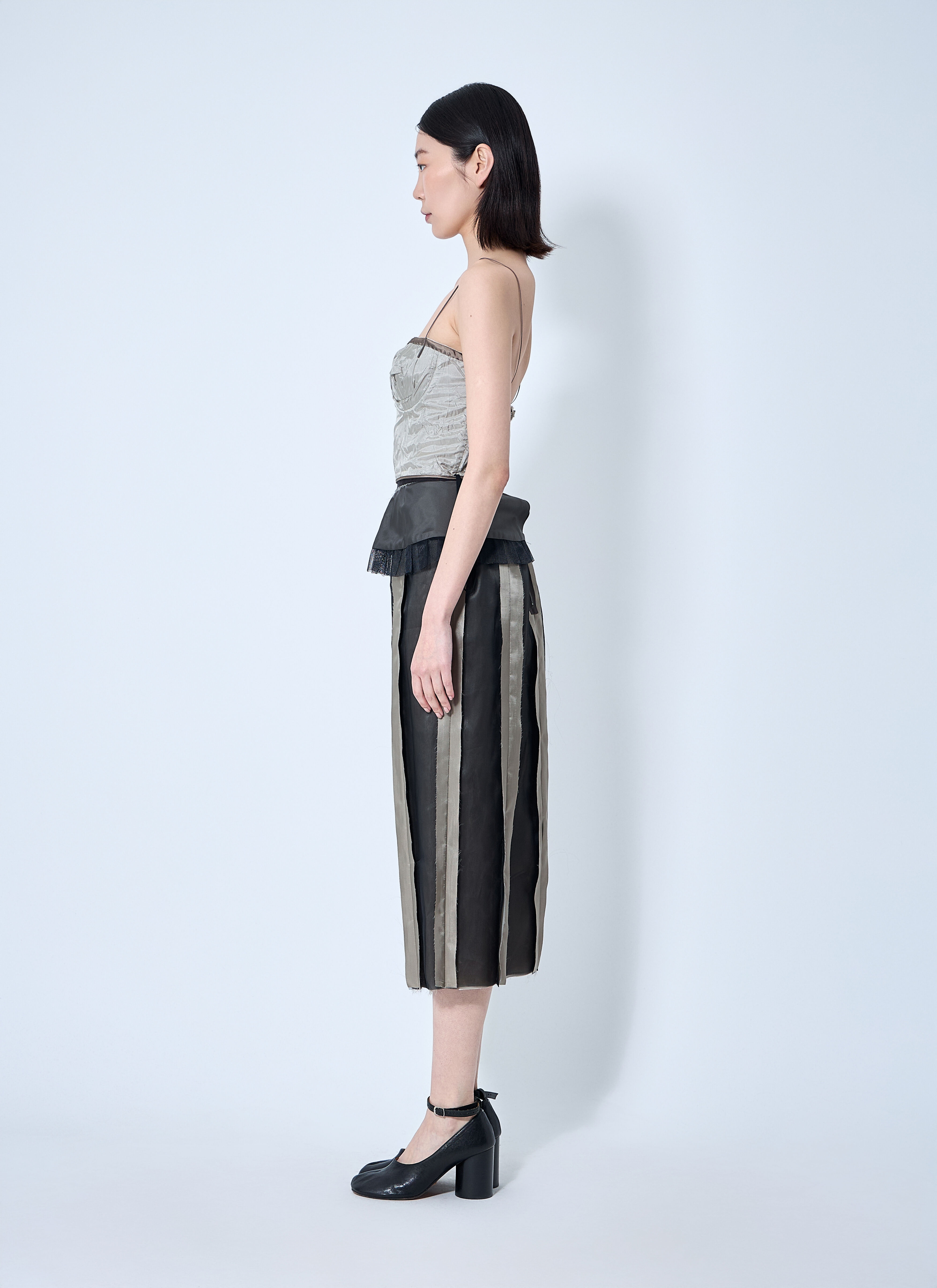 Contrast Panel Silk Midi Dress - 3