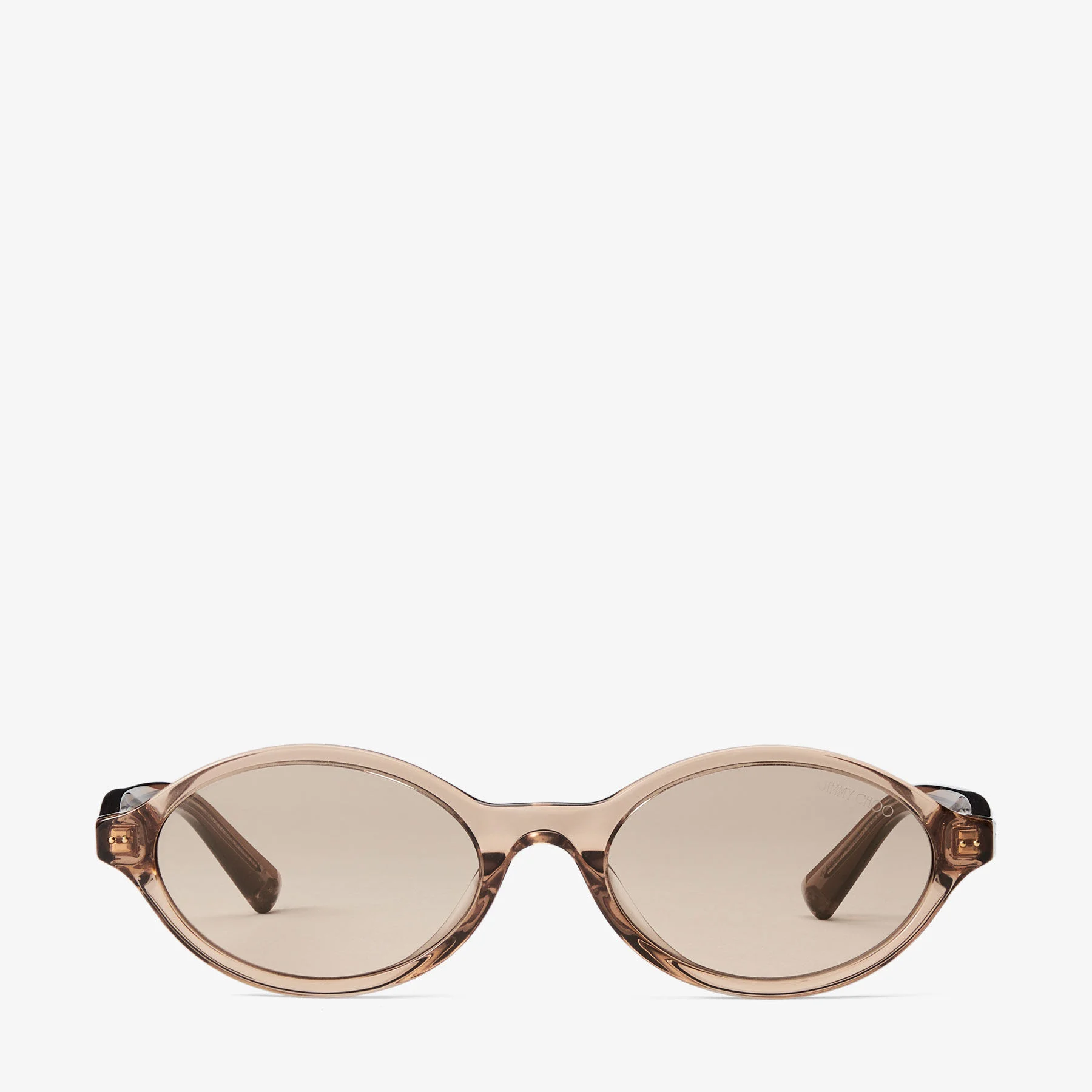 Marais Transparent Tan and Light Brown Oval Acetate Sunglasses - 1