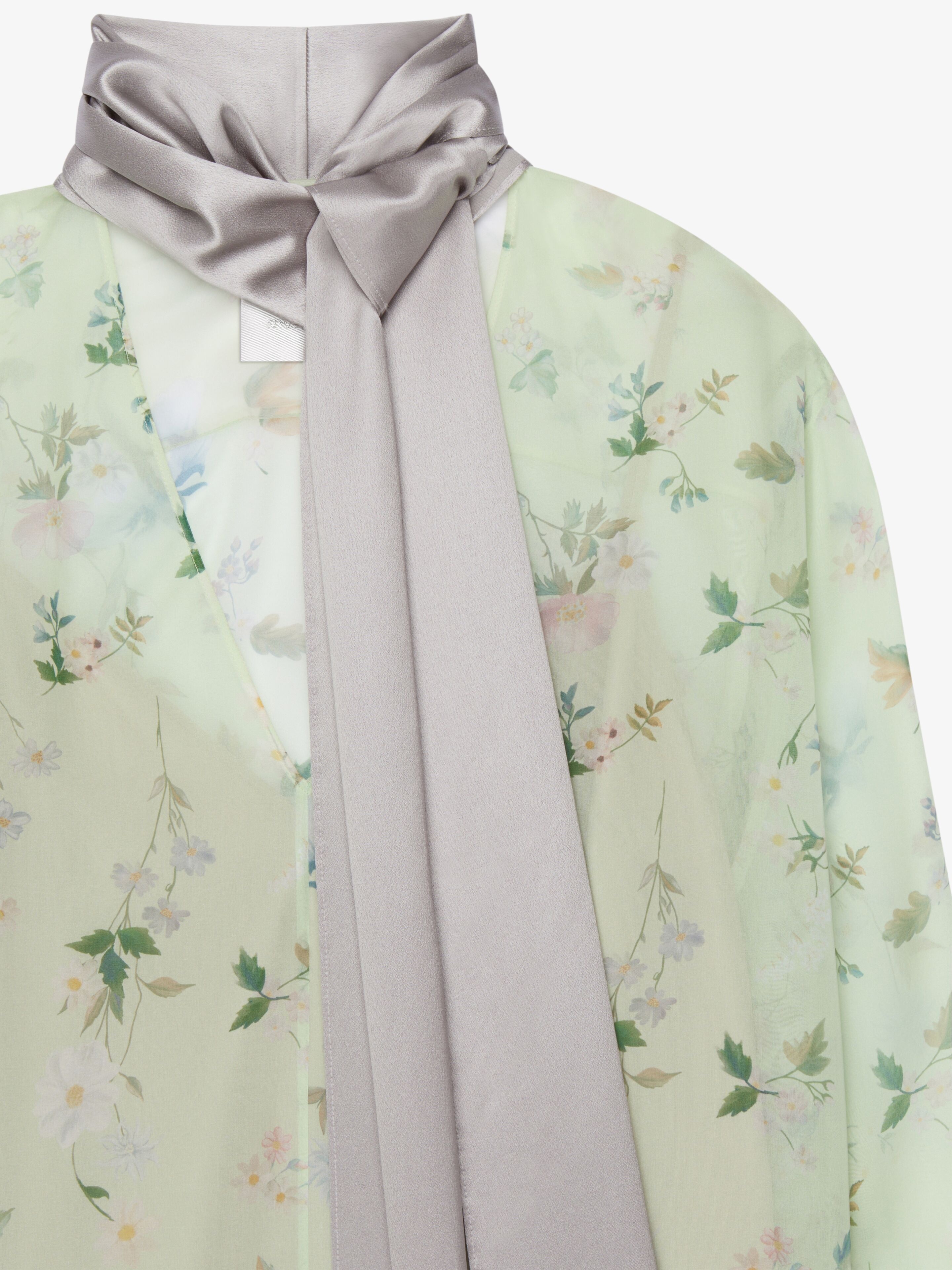 PRINTED BLOUSE IN SILK CHIFFON WITH LAVALLIÈRE - 3