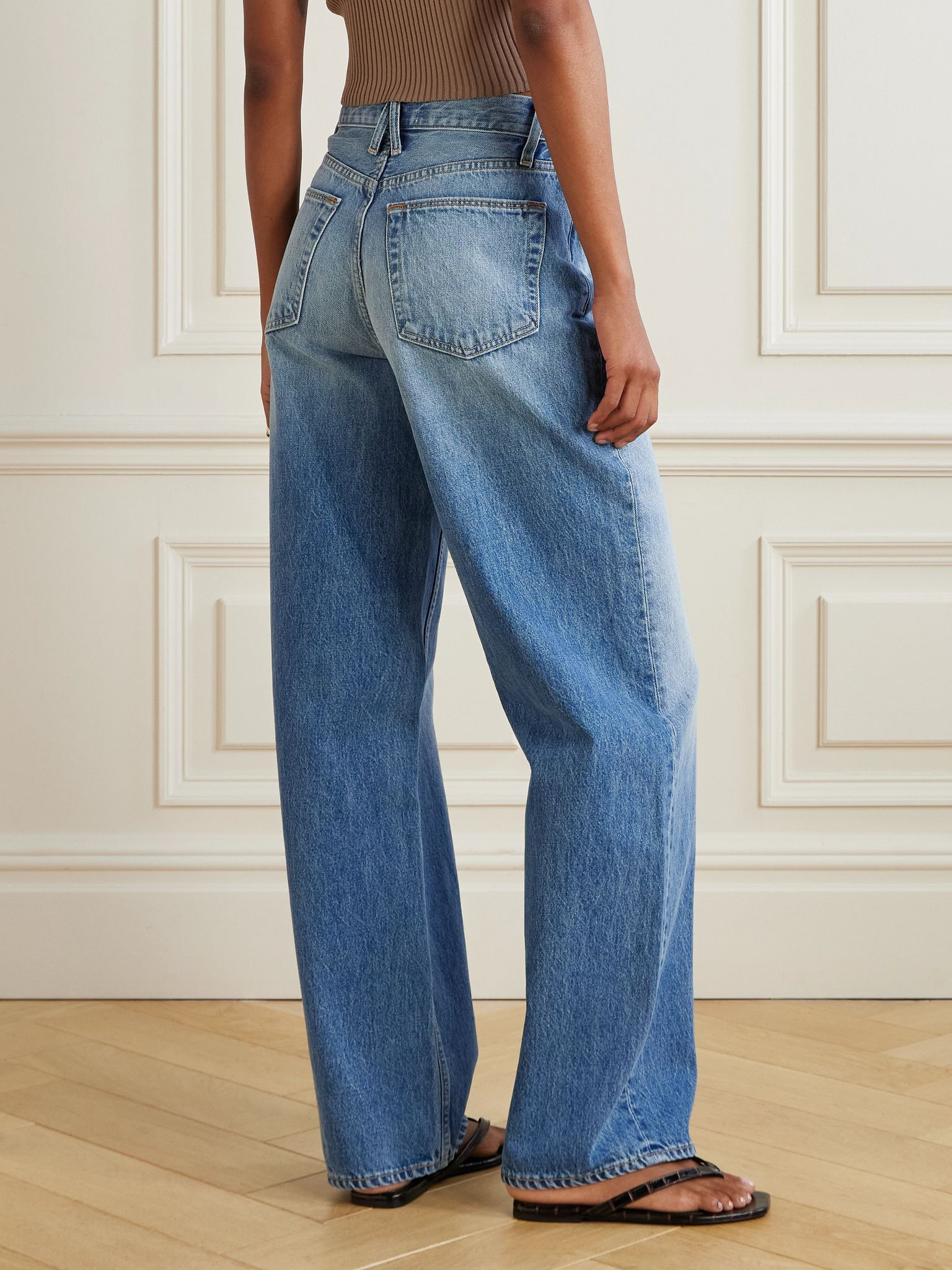Cassie high-rise wide-leg jeans Mid denim - 4