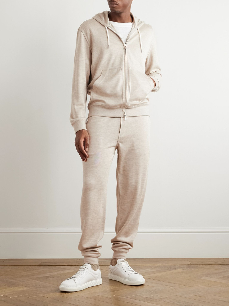 Brunello Cucinelli Cashmere-Blend Zip-Up Hoodie Beige outlook