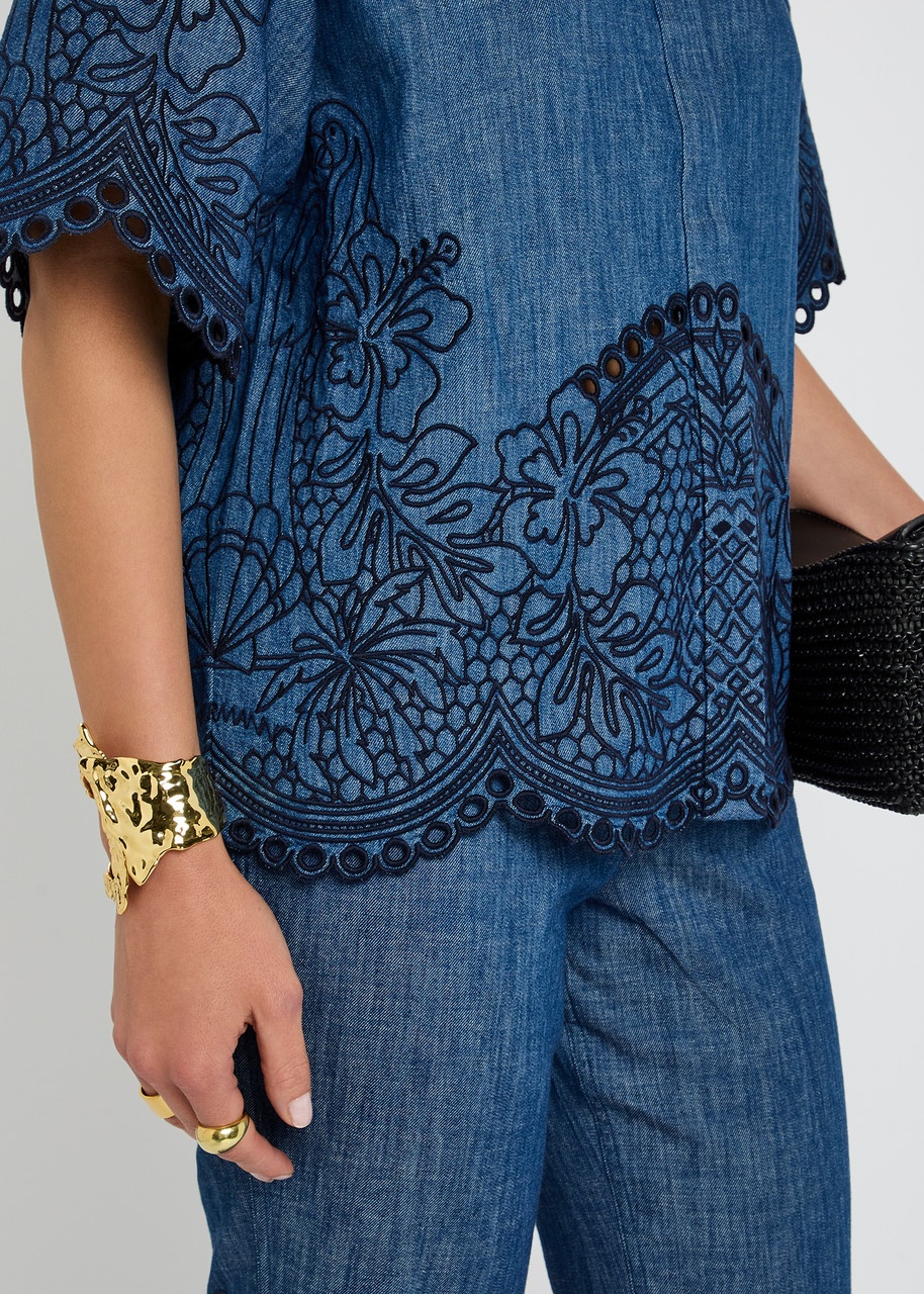Zimmermann Coco Embroidery Denim Shirt - 5