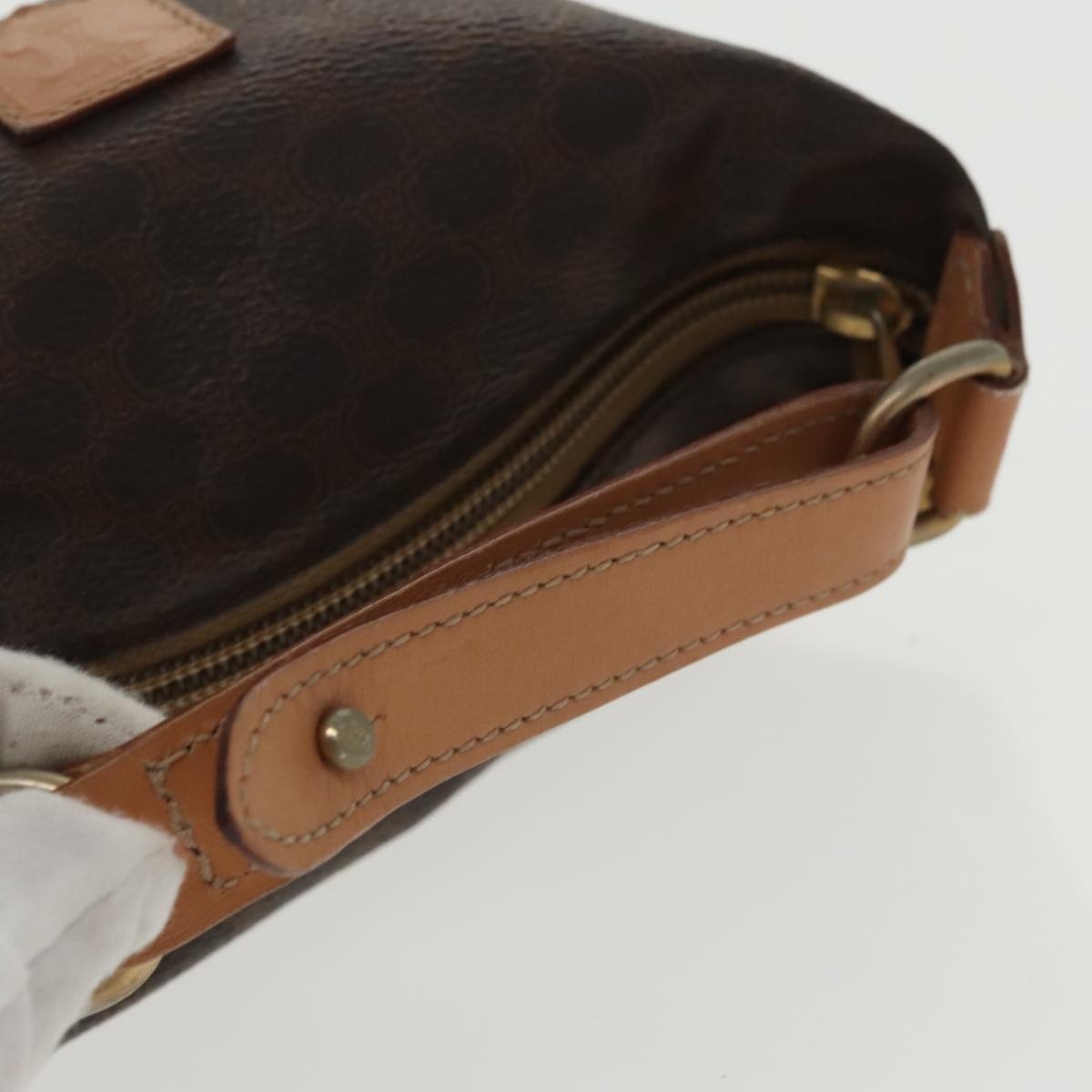 CELINE Macadam Canvas Hand Bag Pvc Leather Gold Brown - 7
